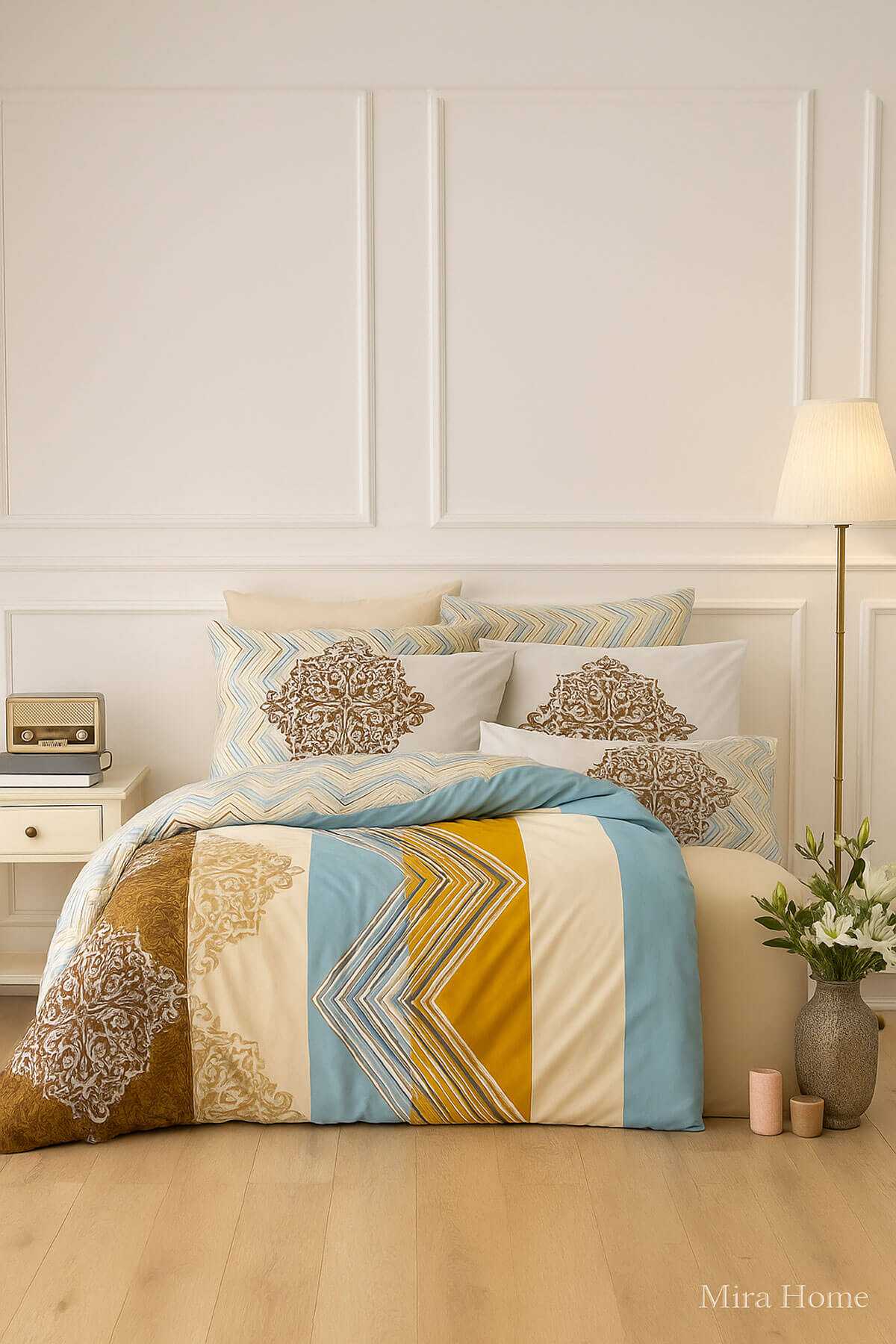 Çift Kişilik Pamuklu Nevresim Takımı Zigzag Desenli