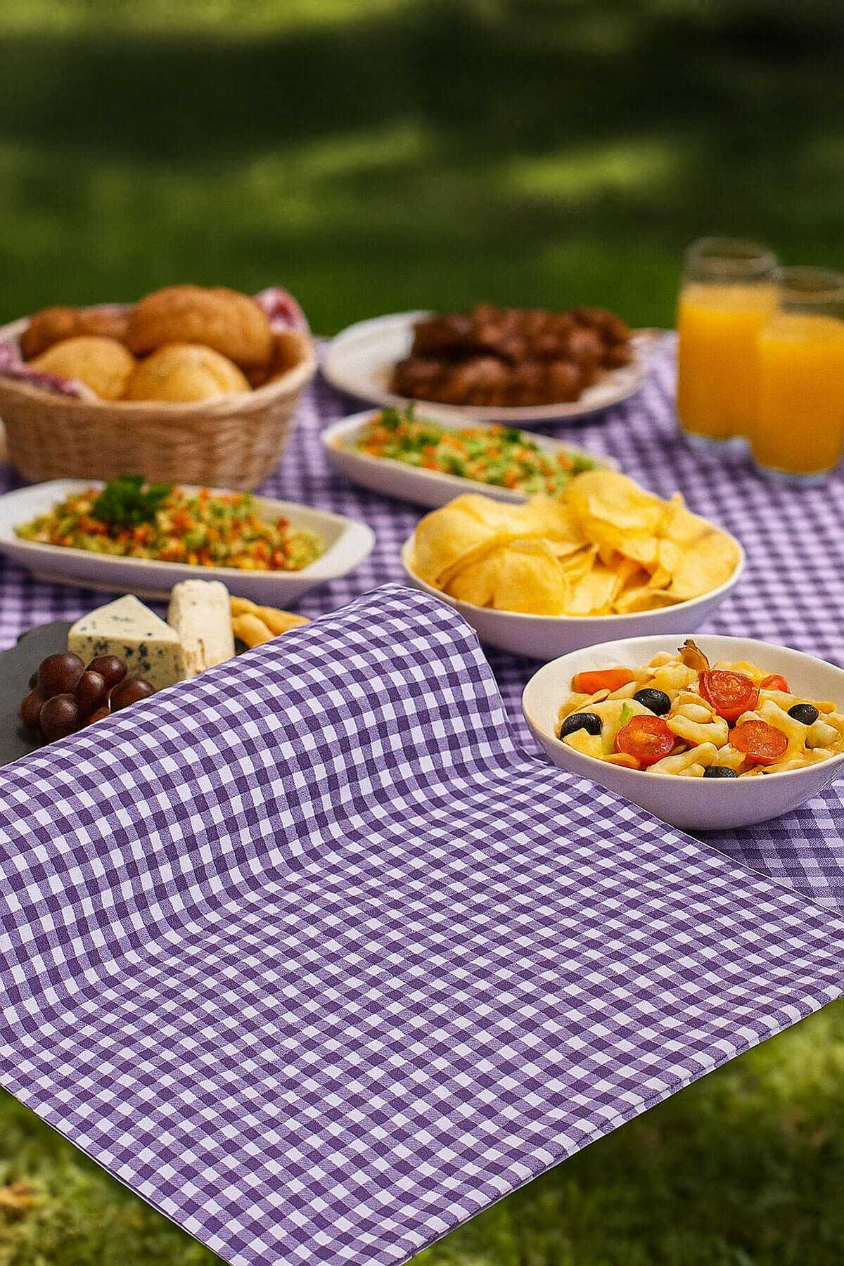 Zefir Desen Sofra Bezi Masa Örtüsü 170 x 170 Cm Lila