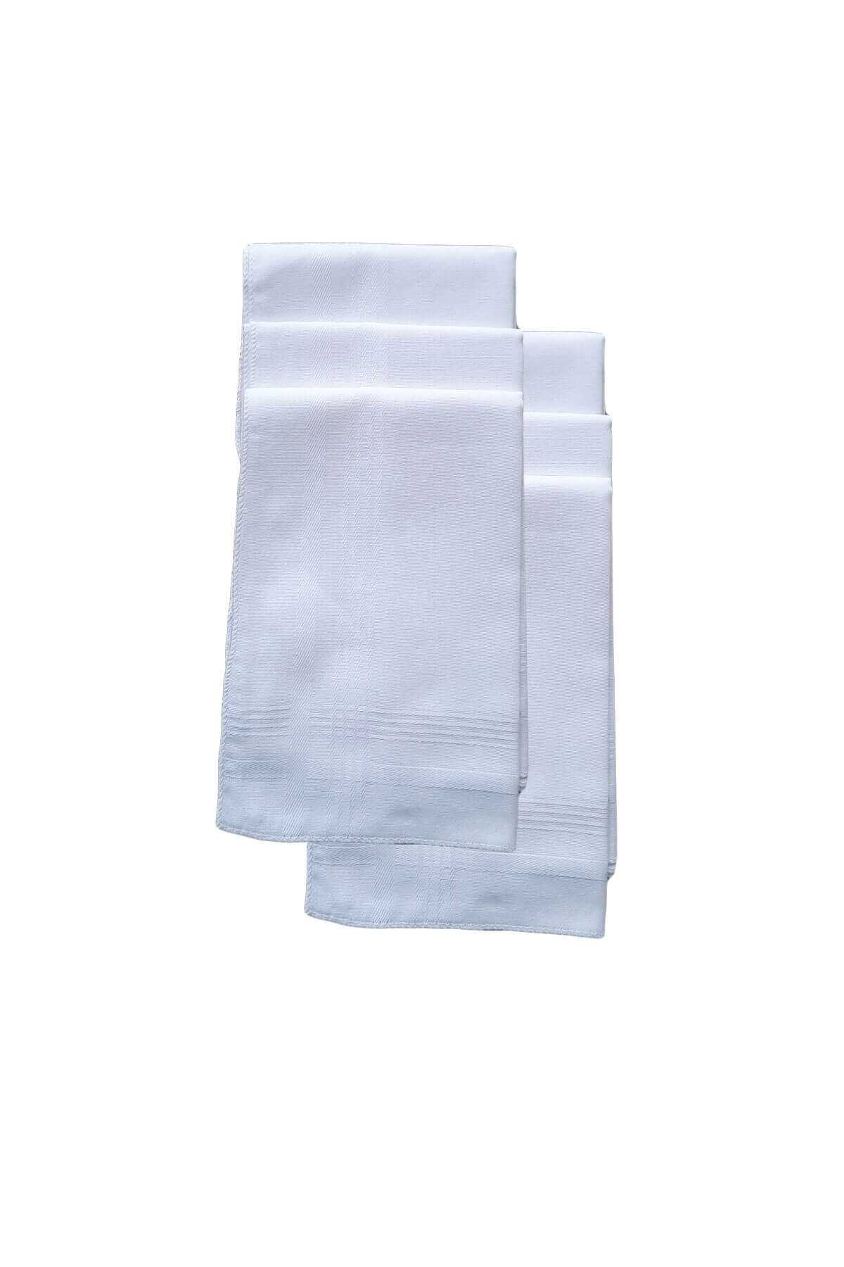 6 lı El Cep Yaka Kumaş Mendil 36x36 Cm 100 Pamuklu TM Beyaz