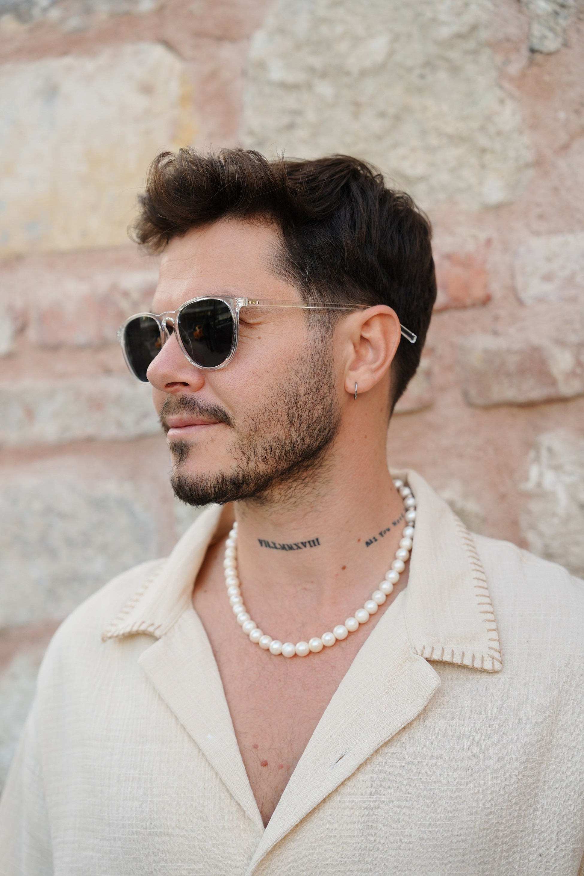 Retro transparent large frame sunglasses with black tinted lenses, Oversized men sunglasses, Round super dark sunglasses Thesezaraccesories