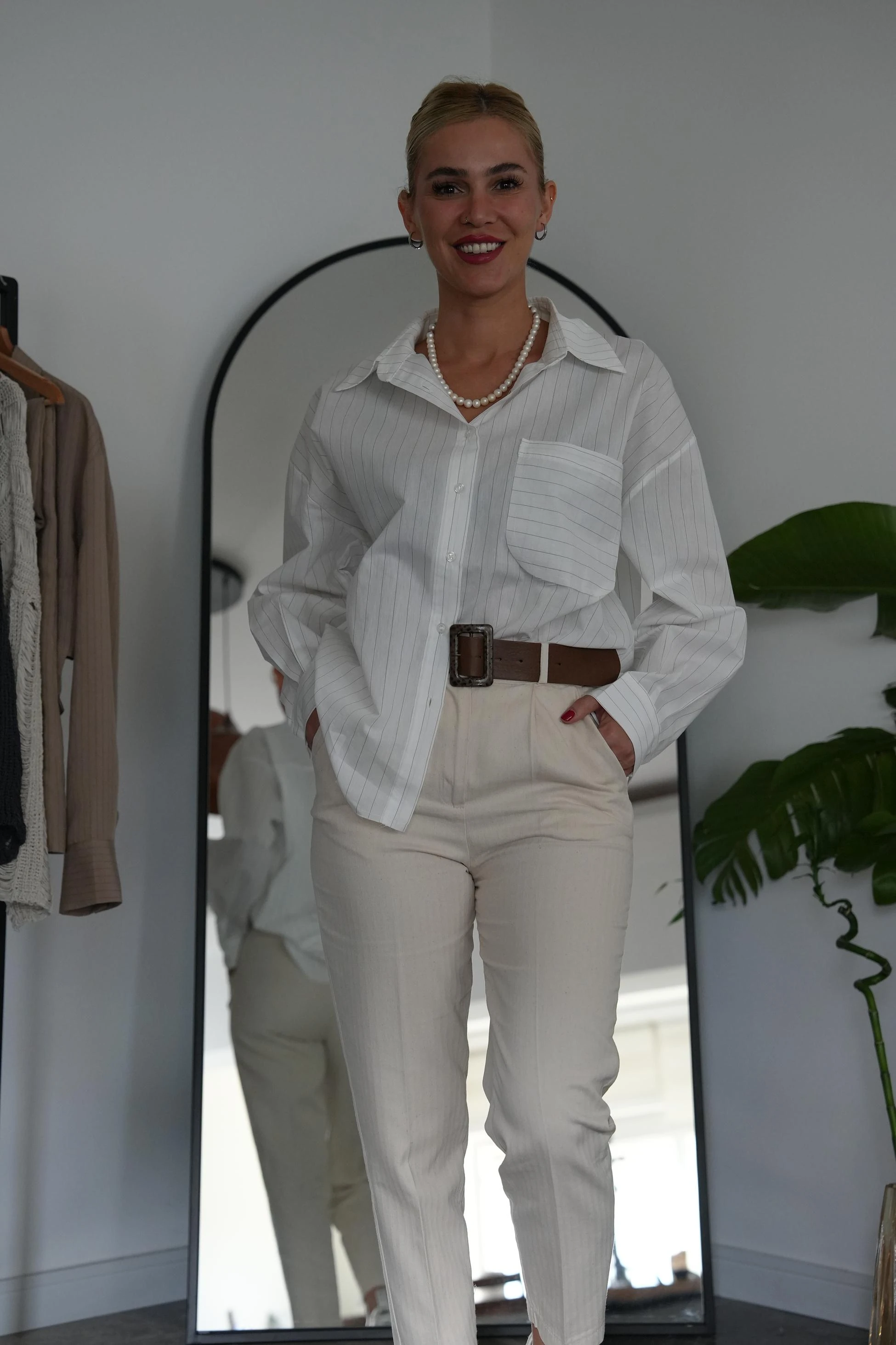 Valldemossa Beyaz Çizgili Gömlek