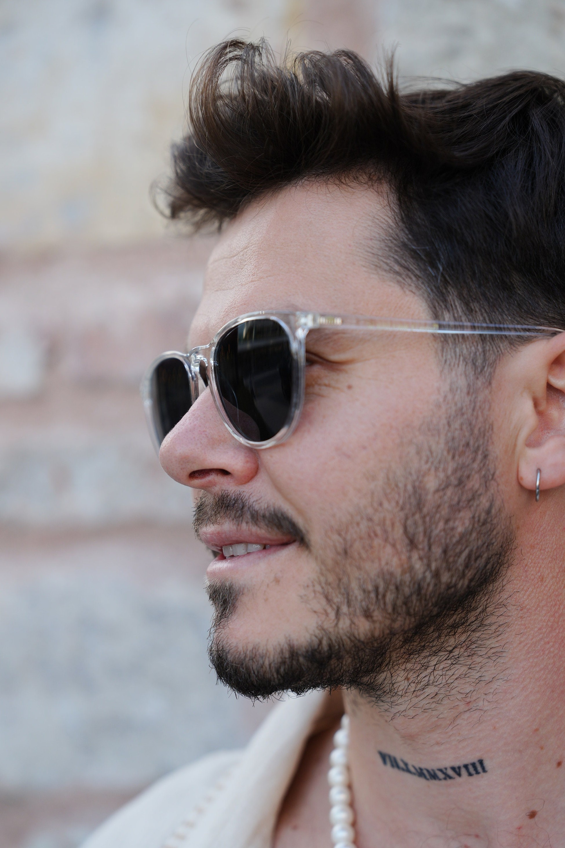 Retro transparent large frame sunglasses with black tinted lenses, Oversized men sunglasses, Round super dark sunglasses Thesezaraccesories