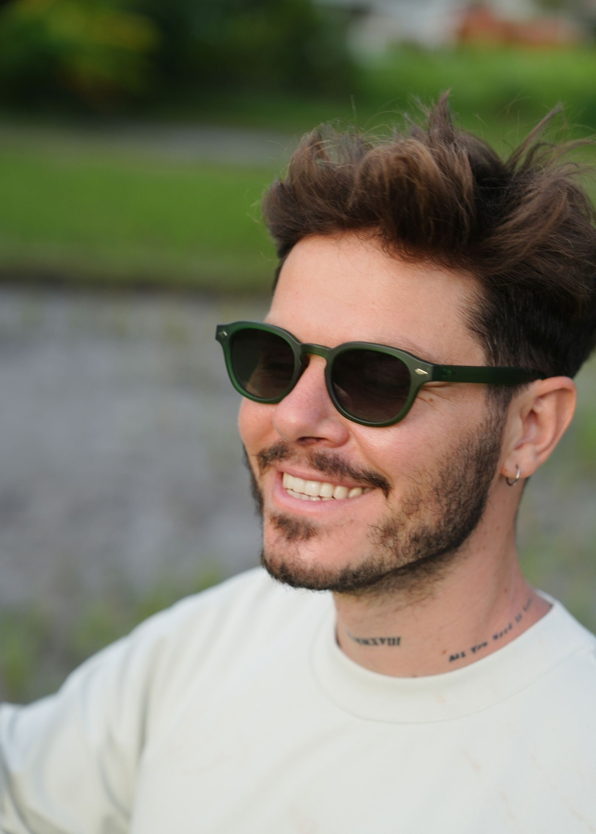 Classic angular quality green sunglasses, Vintage bone frame sunglasses, Acetate men&#39;s sunglasses with polarized lenses Thesezaraccesories