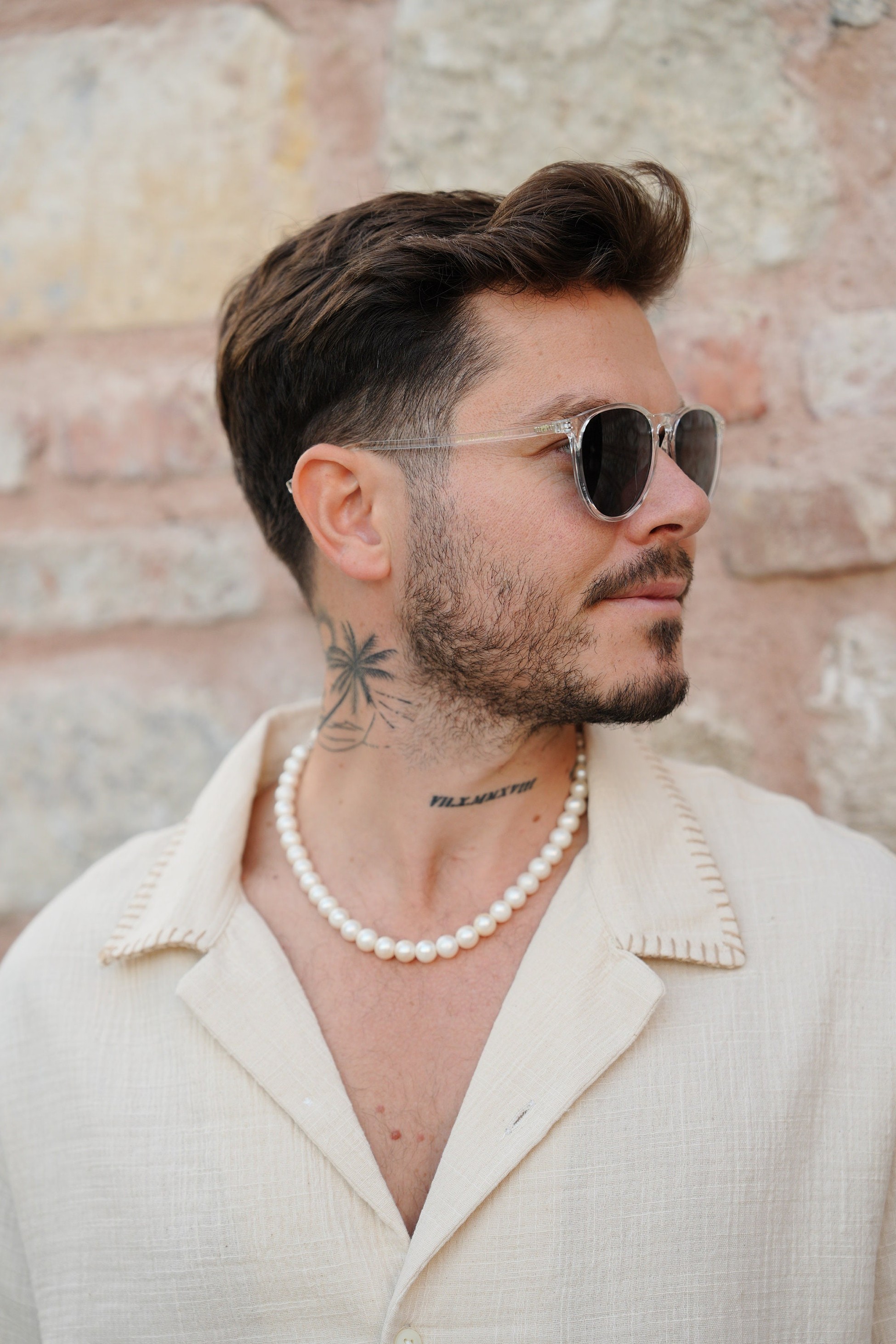Retro transparent large frame sunglasses with black tinted lenses, Oversized men sunglasses, Round super dark sunglasses Thesezaraccesories