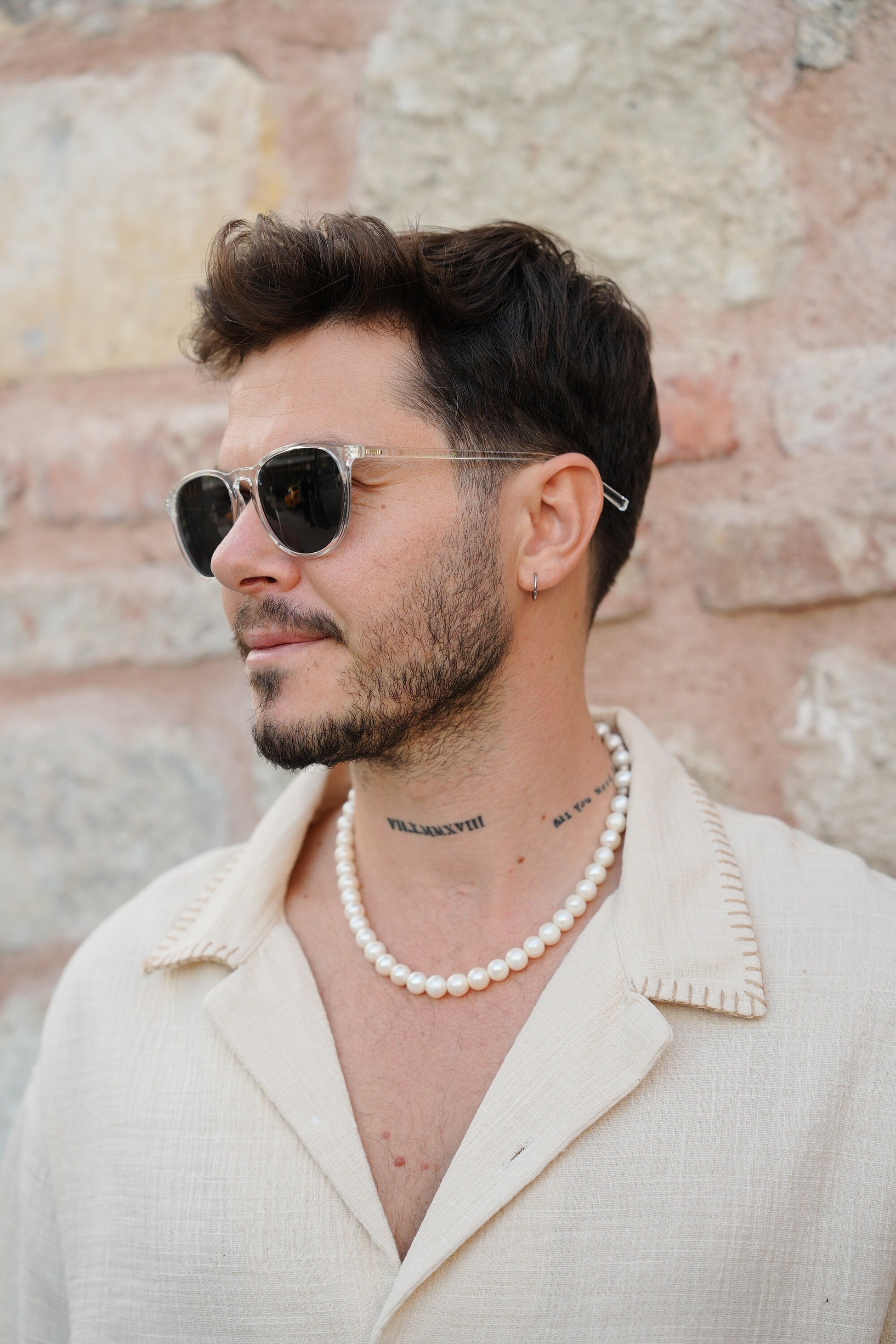 Retro transparent large frame sunglasses with black tinted lenses, Oversized men sunglasses, Round super dark sunglasses Thesezaraccesories