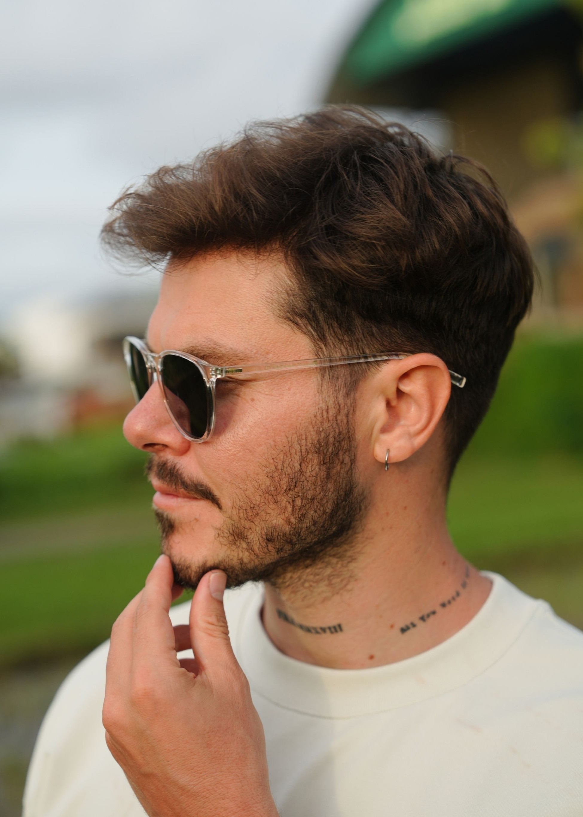 Square retro aviator sunglasses, Transparent framed sunglasses with dark tint lenses, High quality clear sunglasses Thesezaraccesories