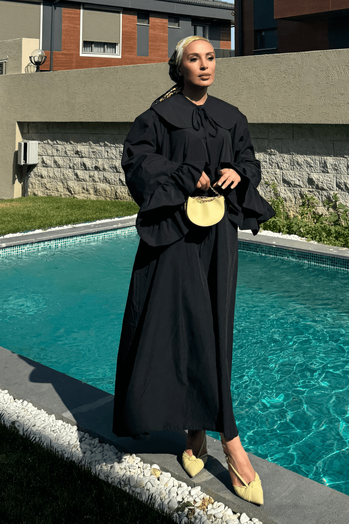 Bebe Yaka Elbise - Siyah