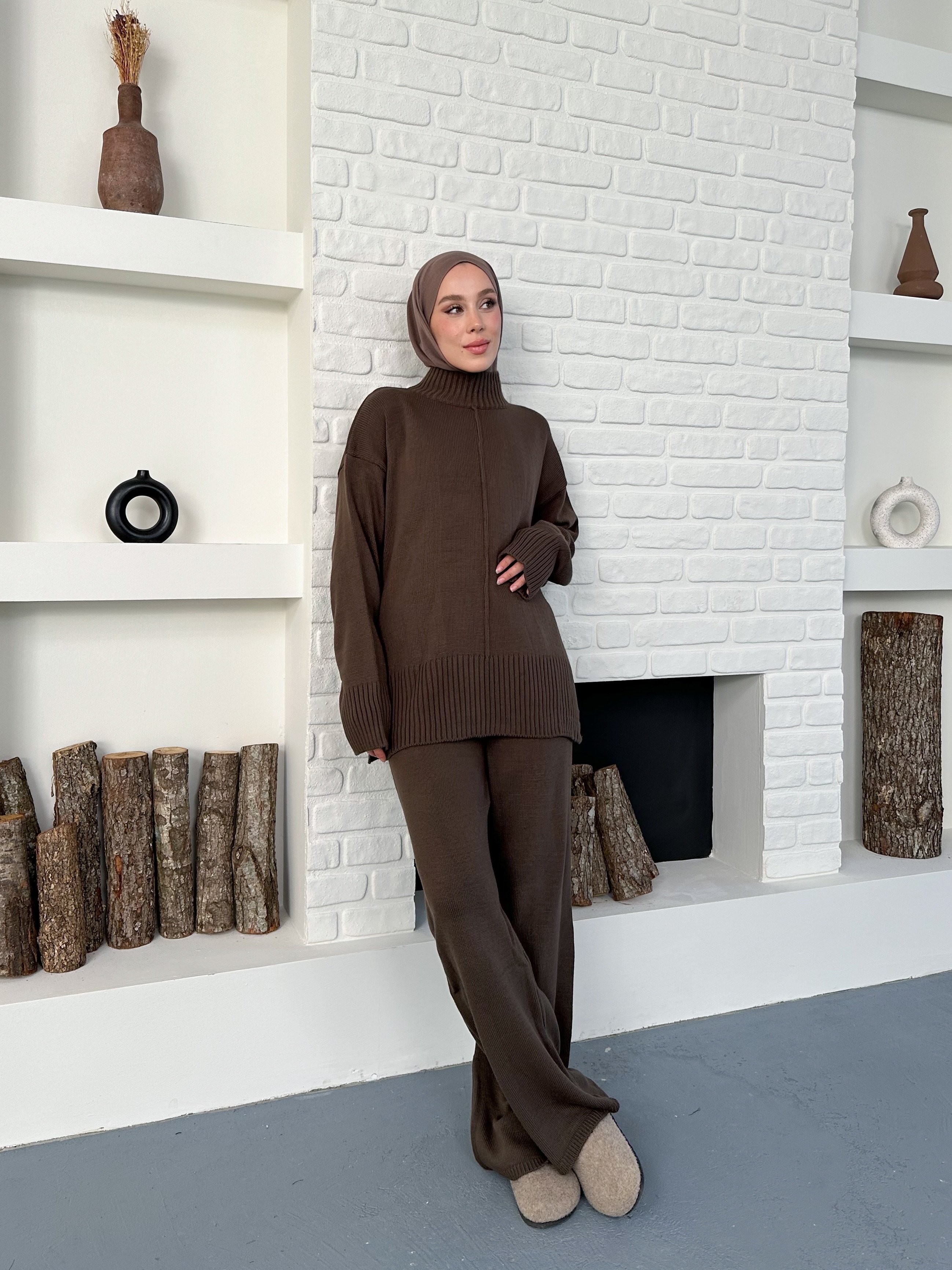 Noya Triko Takım - Kahverengi