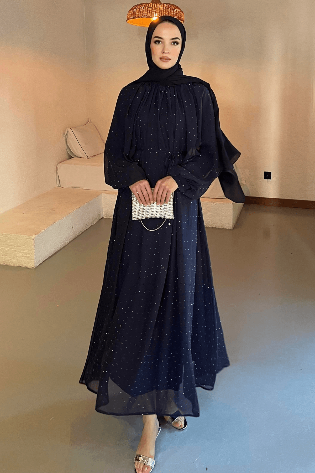 Monica Şifon Elbise - Lacivert