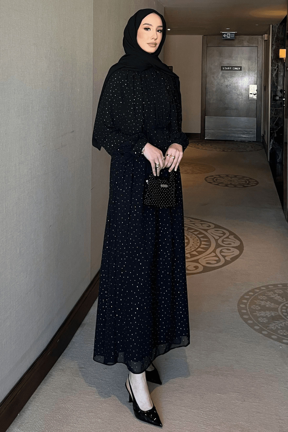 Monica Şifon Elbise - Siyah
