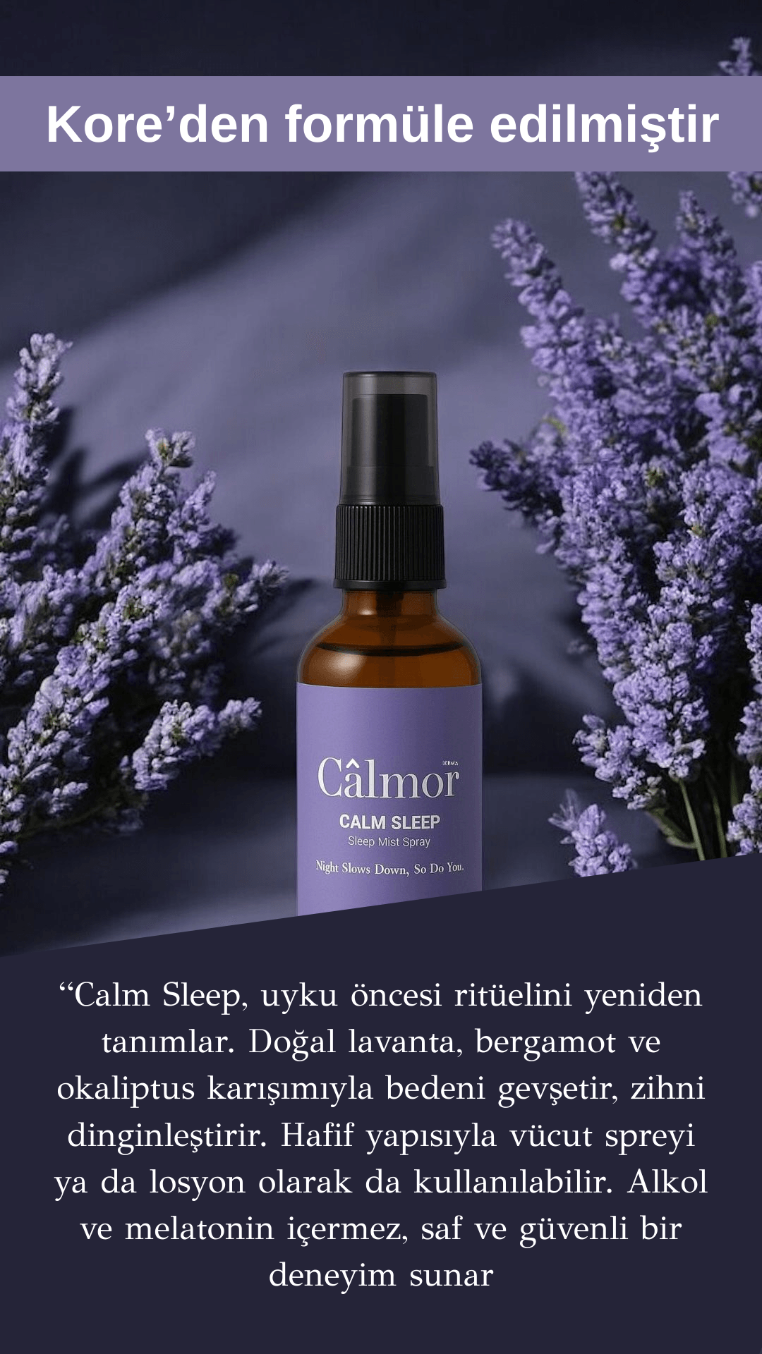 CalmSleep Bitkisel Uyku Spreyi 50ml – Lavanta & Bergamot ile Derin Gece Sakinliği