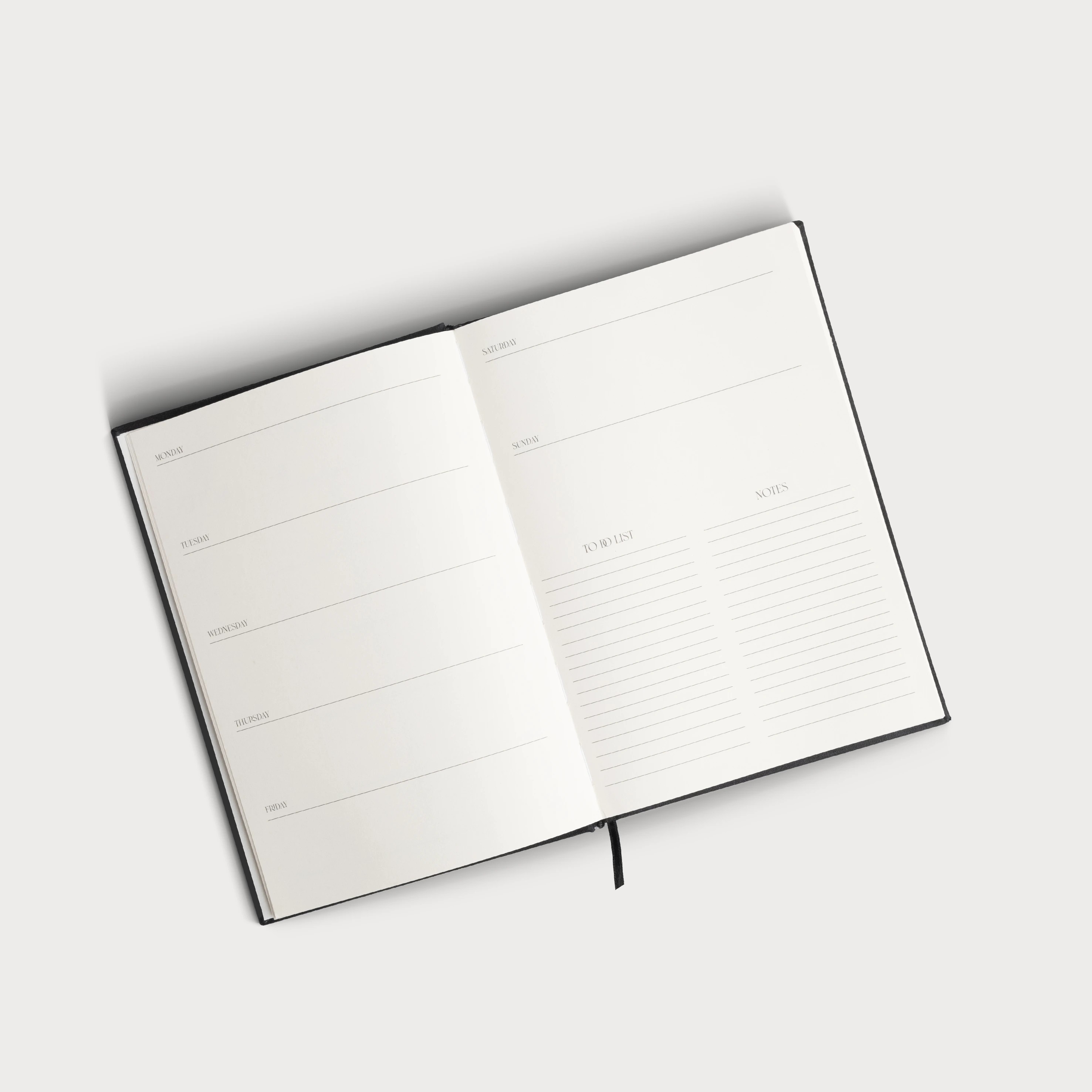 Planner - A5 Petrol Keten Cilt Bezli Tarihsiz Haftalık Ajanda/Süresiz Haftalık Planlayıcı