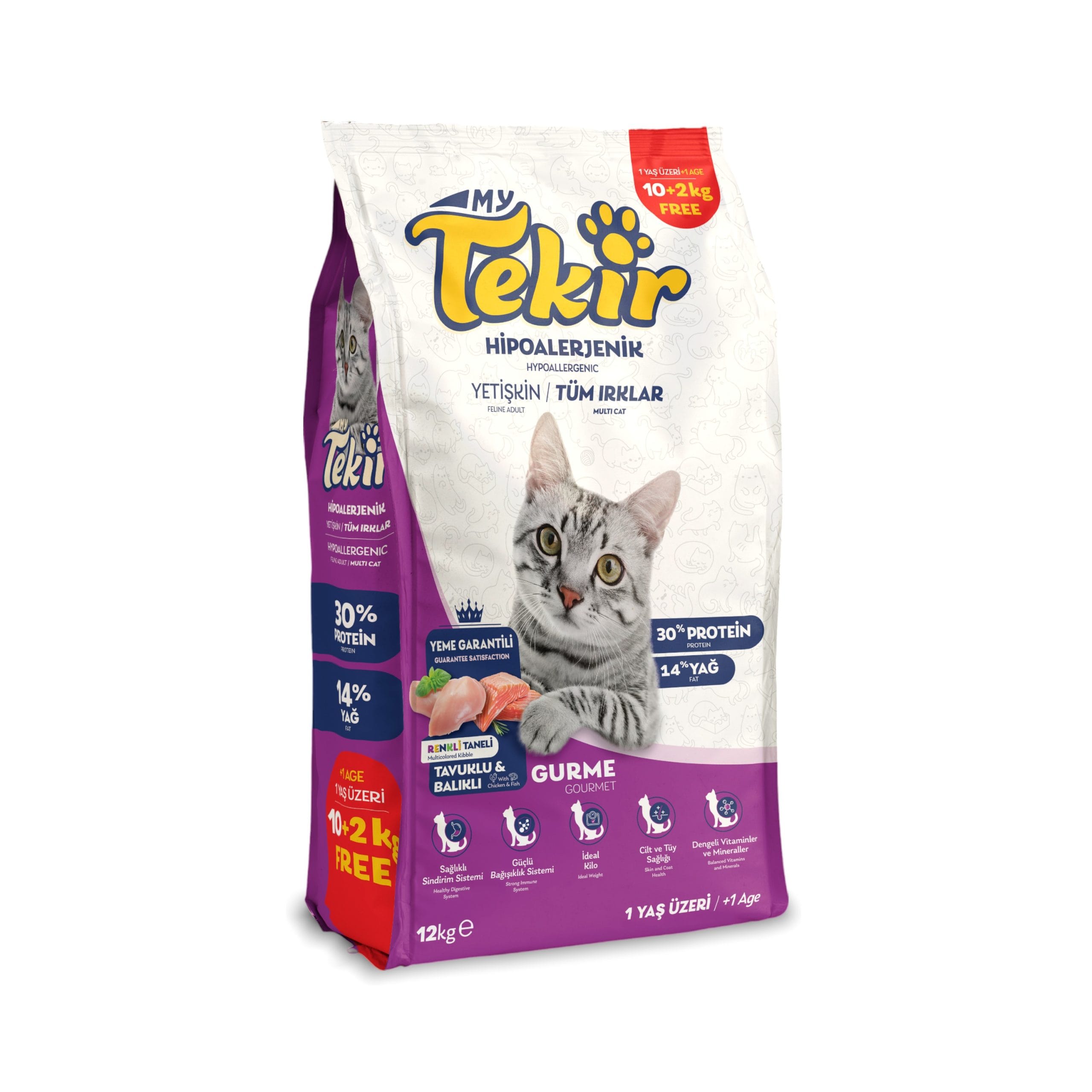 Tekir Gurme&Renkli Yetişkin Kedi Maması 12 Kg
