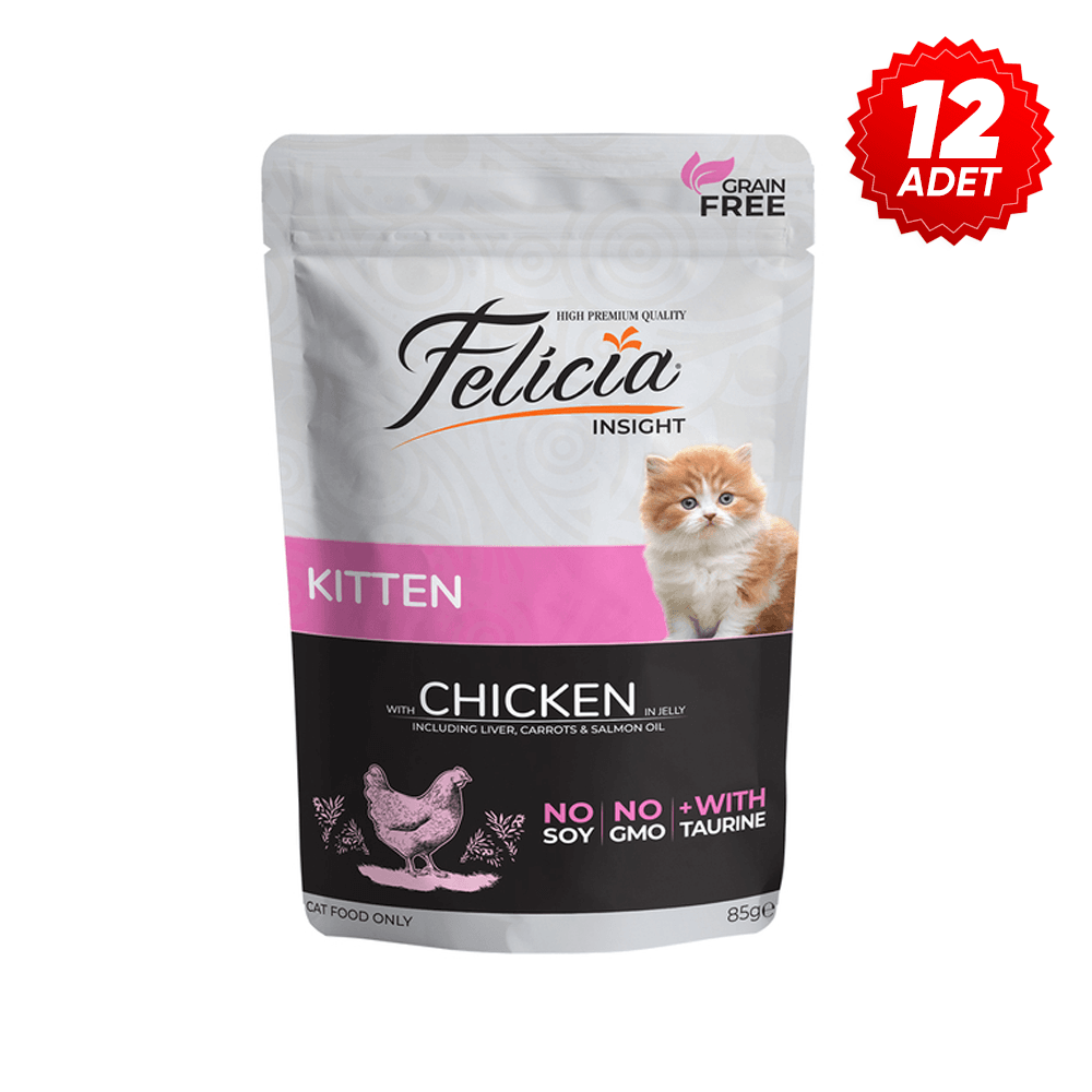 Felicia Tahılsız 85 gr Pouch Yavru Tavuklu Yaş Kedi Maması 12 Adet