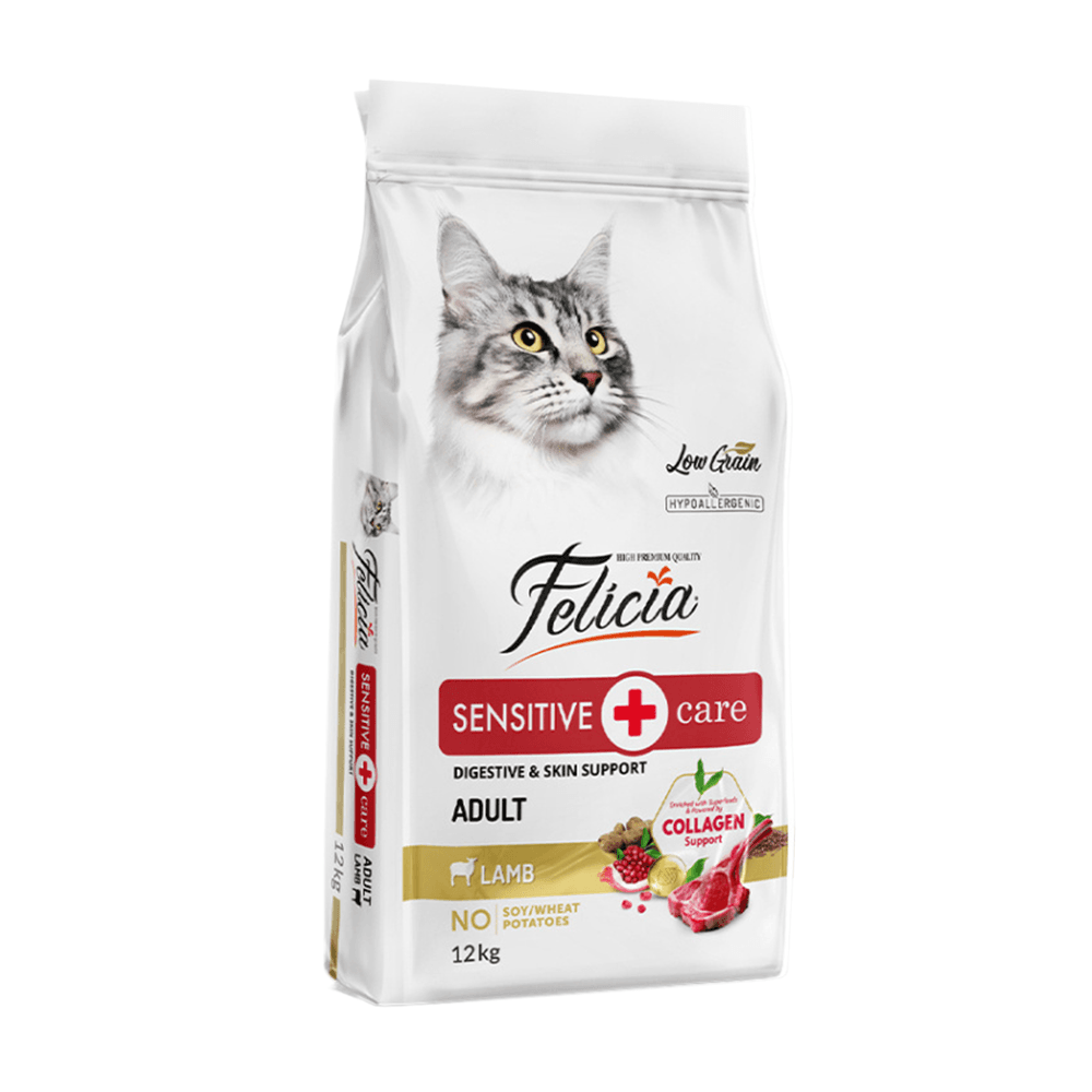 Felicia 12 Kg Kolajenli Kuzulu Az Tahıllı Yetişkin Kedi Maması HypoAllergenic