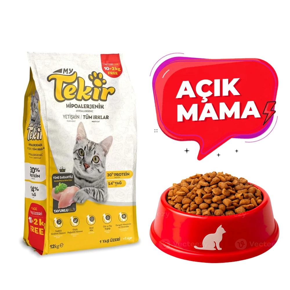 Tekir Tavuklu Yetişkin Kedi Maması (Açık Mama)