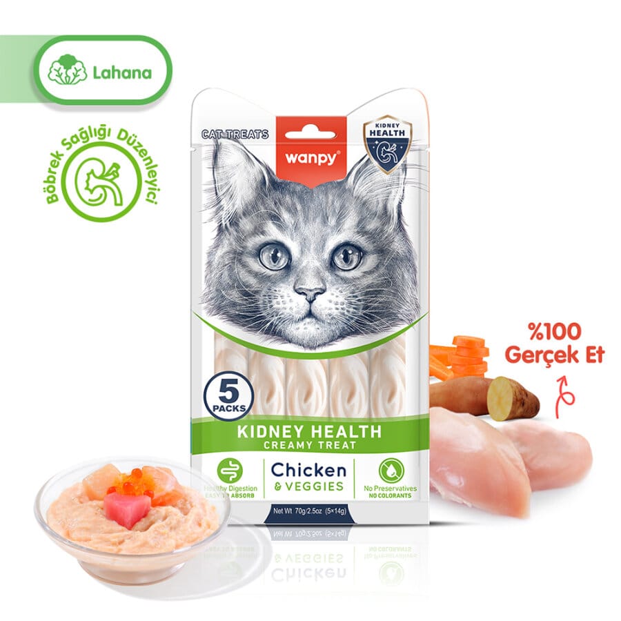 Wanpy Kidney Health Tavuk&Sebze Krema Ödül 5x14gr