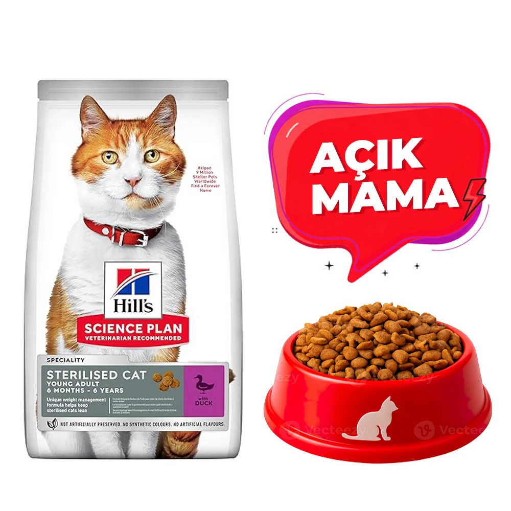 Hill's SCIENCE PLAN Kısırlaştırılmış Yetişkin Ördekli Kedi Maması (Açık Mama)