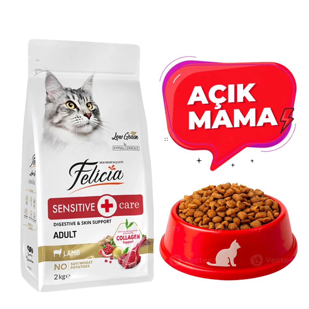 Felicia Kolajenli Kuzulu Az Tahıllı Yetişkin Kedi Maması HypoAllergenic Kedi Maması (Açık Mama)