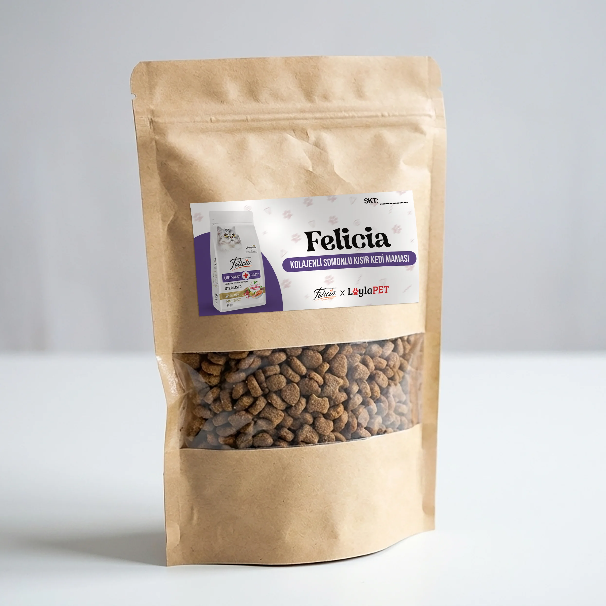 Felicia Kolajenli Somonlu Az Tahıllı Kısırlaştırılmış Kedi Maması HypoAllergenic Kedi Maması