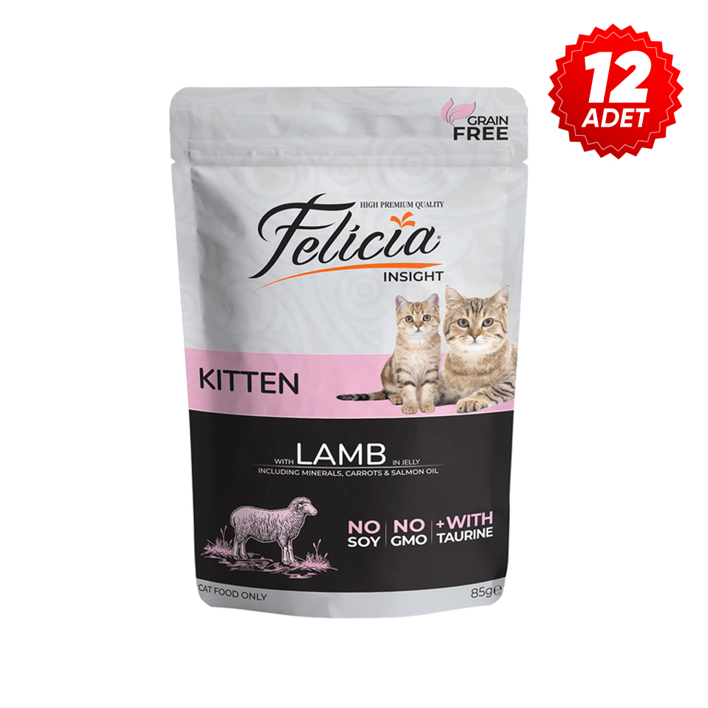 Felicia Tahılsız 85 gr Pouch Yavru Kuzu Etli Yaş Kedi Maması 12 Adet