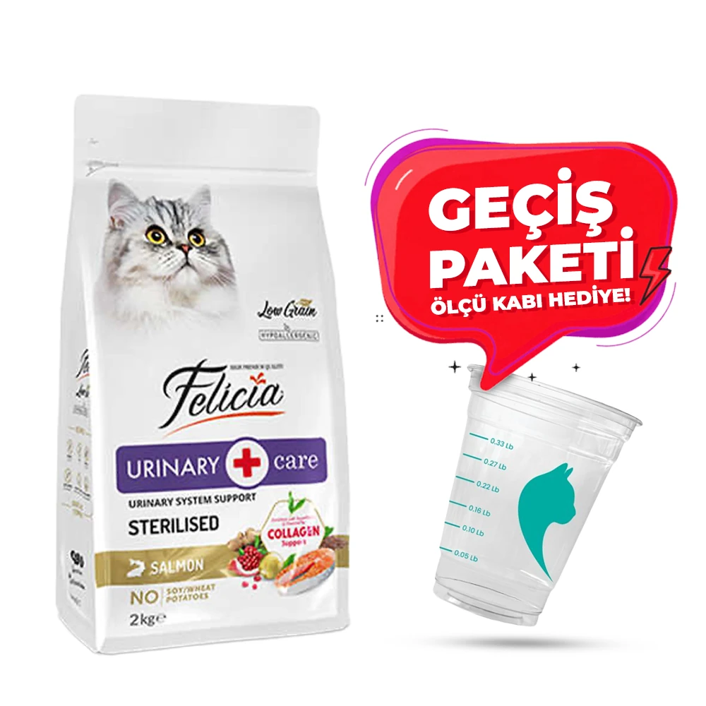 Felicia Kolajenli Somonlu Az Tahıllı Kısırlaştırılmış Kedi Maması HypoAllergenic Kedi Maması (Geçiş Paketi)