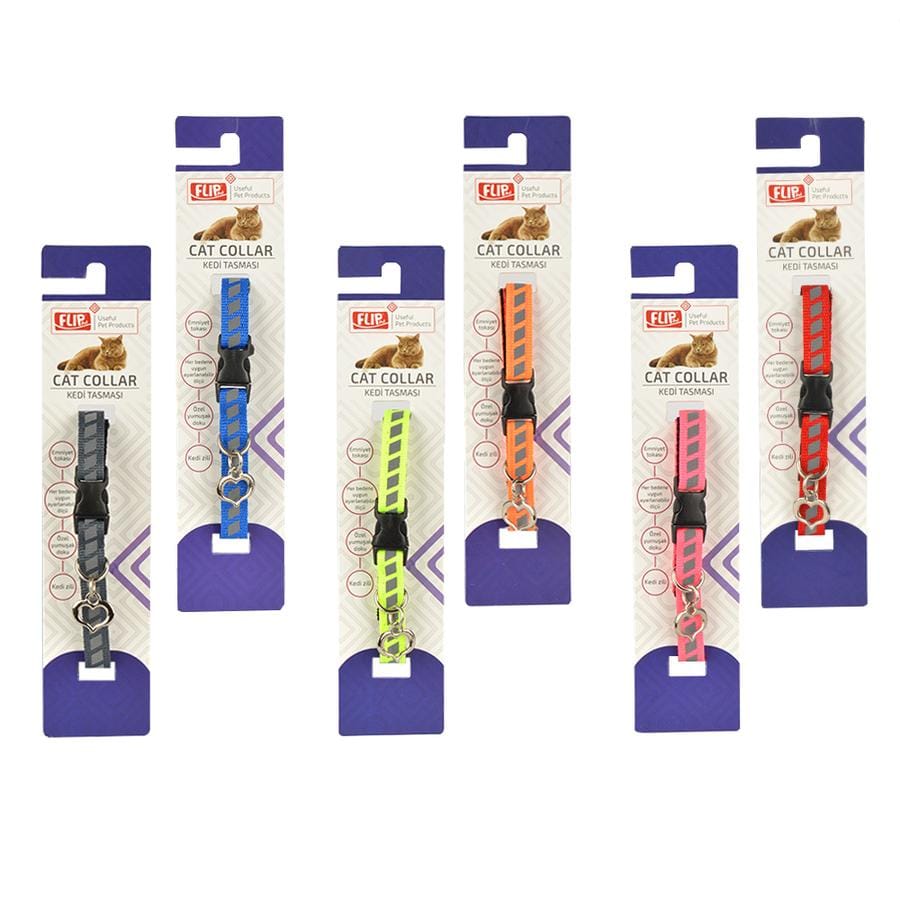 Flip Desenli Reflektörlü Kedi Tasması