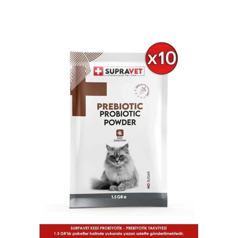 Supravet Toz Probiyotik + Prebiyotik Kedi Bağışıklık Sistemi Güçlendirici 10 ADET X 1.5 GR.
