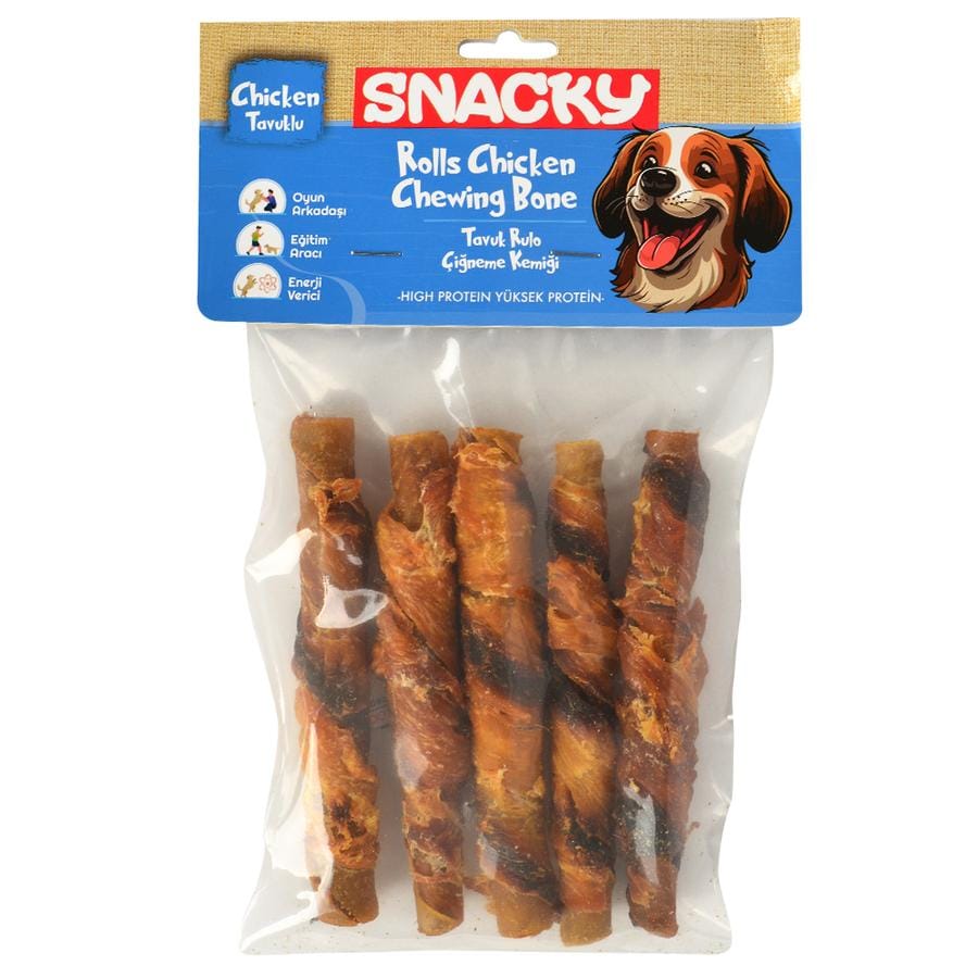 Snacky Füme Tavuk Rulo Köpek Ödülü 5'li (7,5 cm – 100 g)
