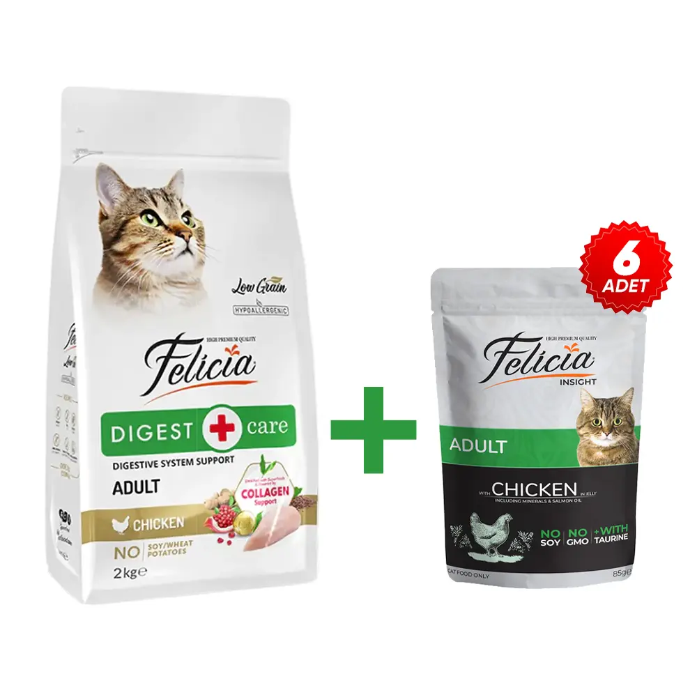 Felicia 2 Kg Kolajenli Tavuklu Az Tahıllı Yetişkin Kedi Maması