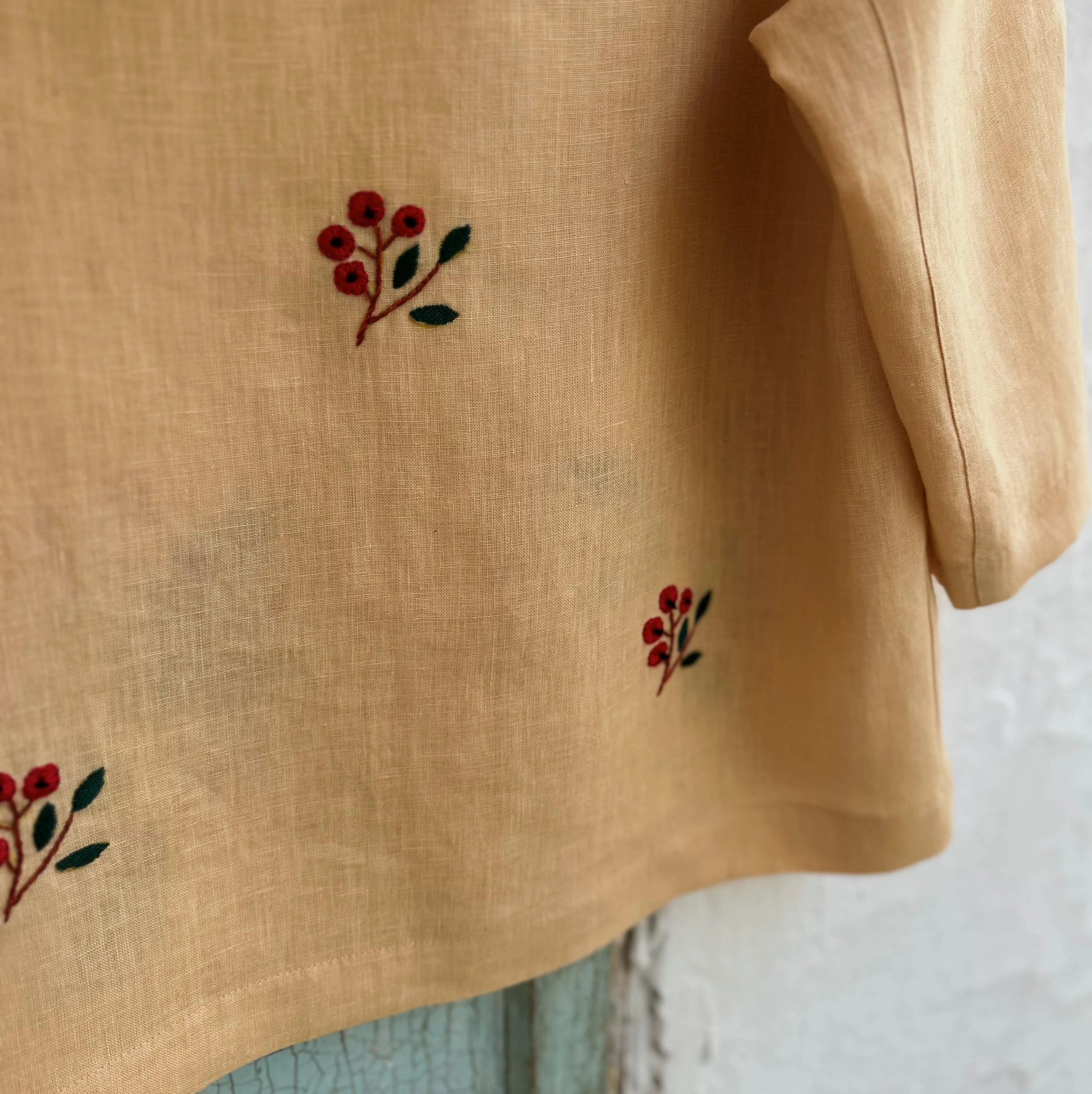 Kokina El Nakışlı İpek Keten Ceket (Standart Beden)