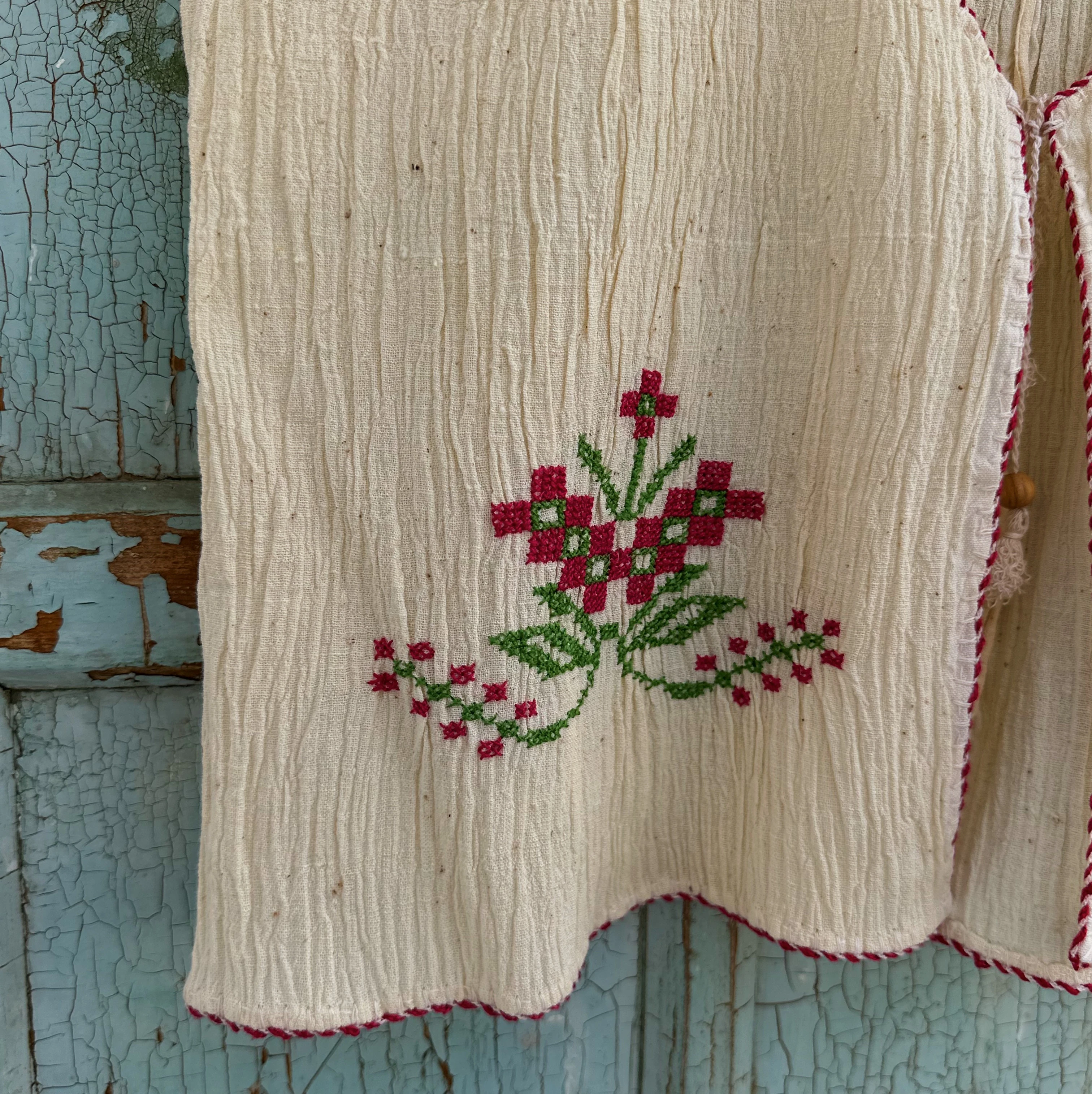 Etnik Çiçekler El Nakışlı Dokuma Yelek (36-38 Beden)