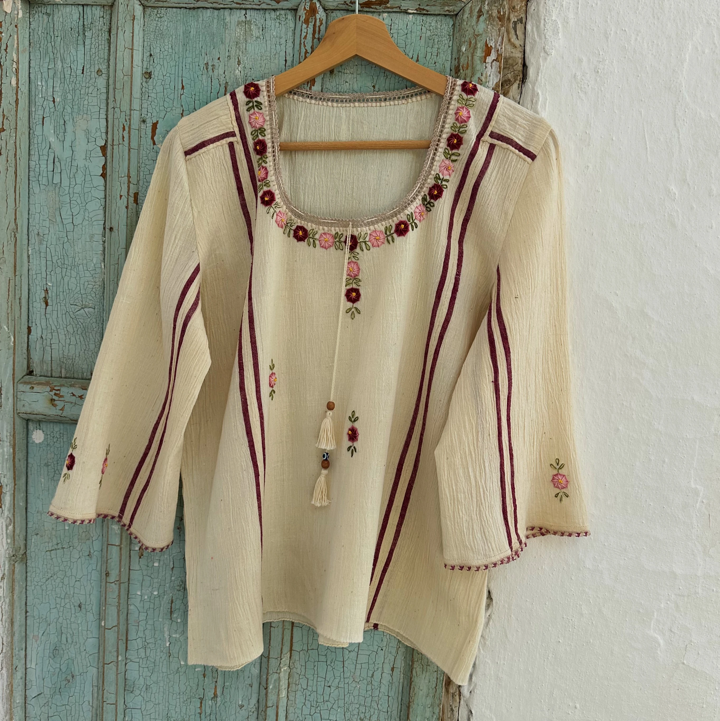 Fuşya Çiçekli Göynek (42 Beden)