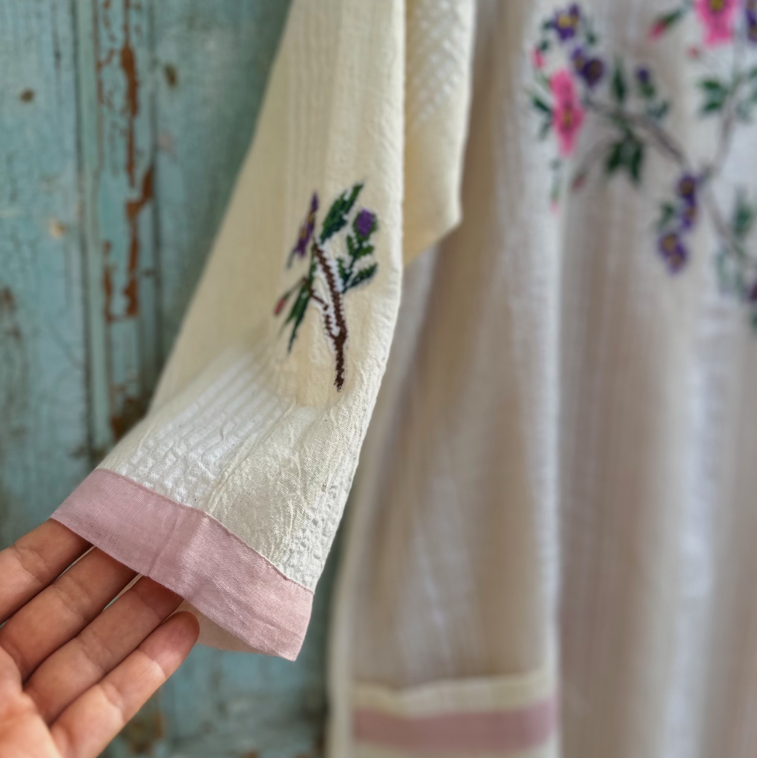 Pembe Mor Çiçekler Elbise (38-40 Beden)
