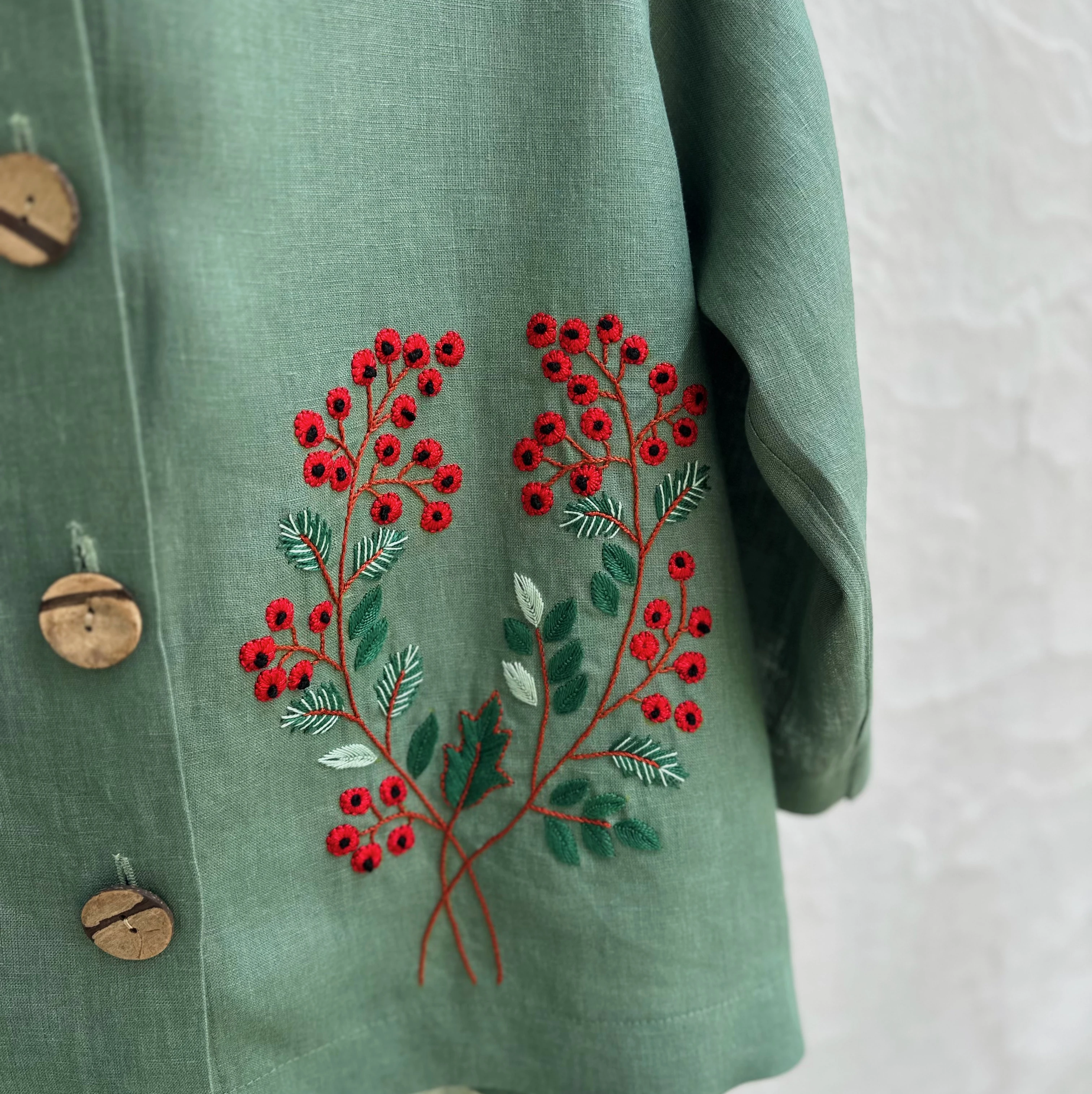 Kokina El Nakışlı İpek Keten Ceket  (Standart Beden)