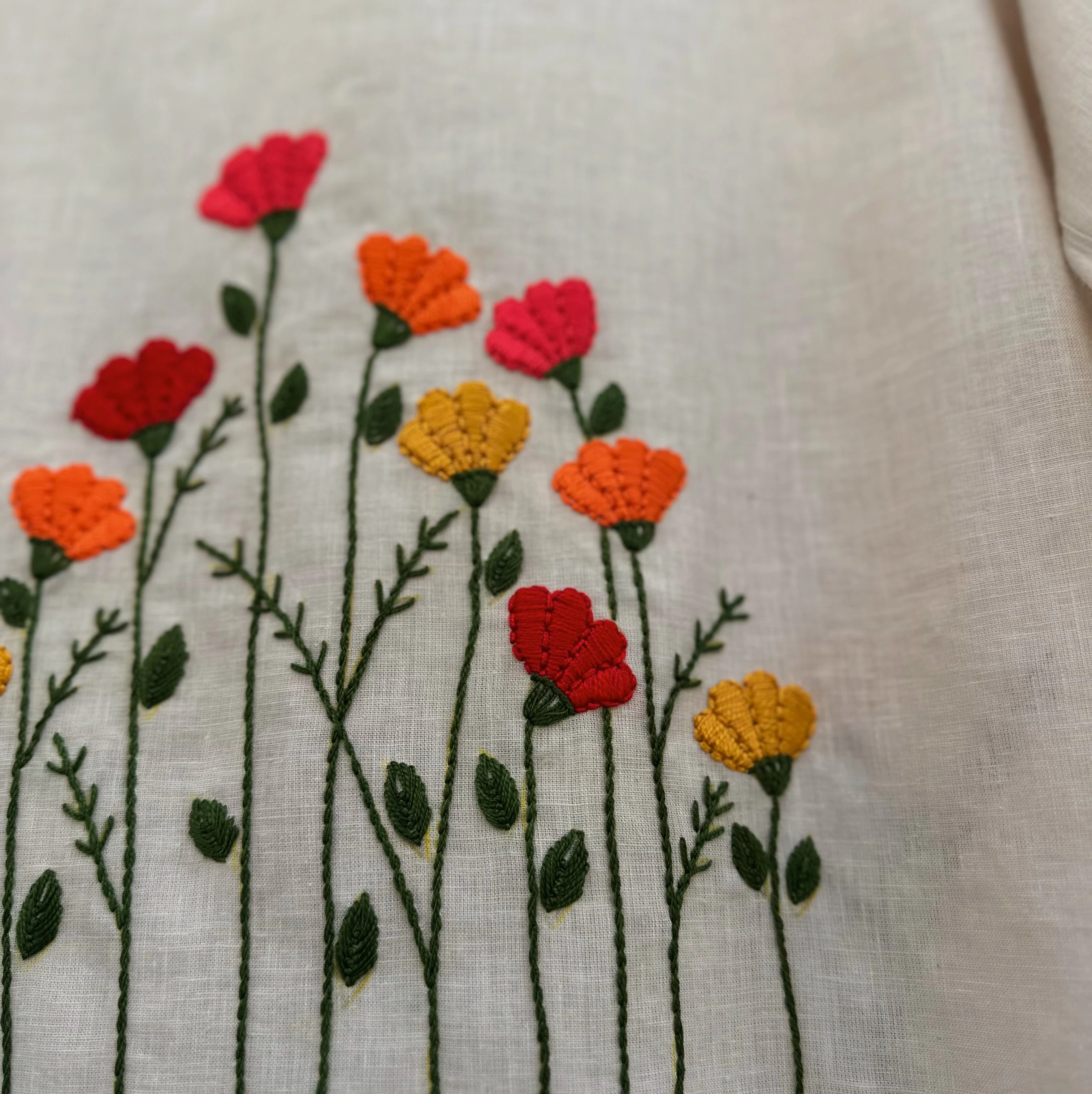 Bahar Çiçekleri El Nakışlı İpek Keten Ceket (Standart Beden)