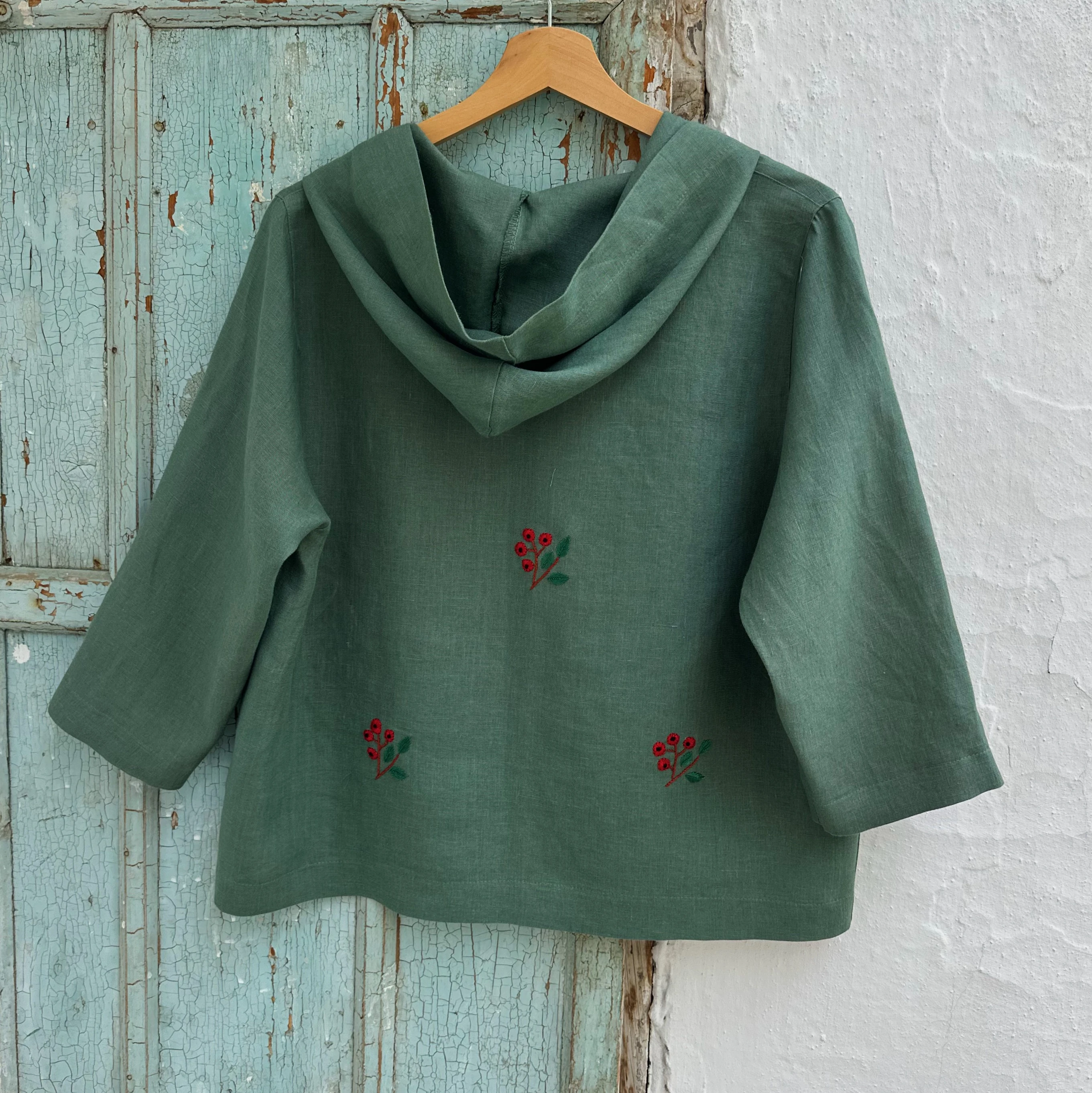 Kokina El Nakışlı İpek Keten Ceket  (Standart Beden)