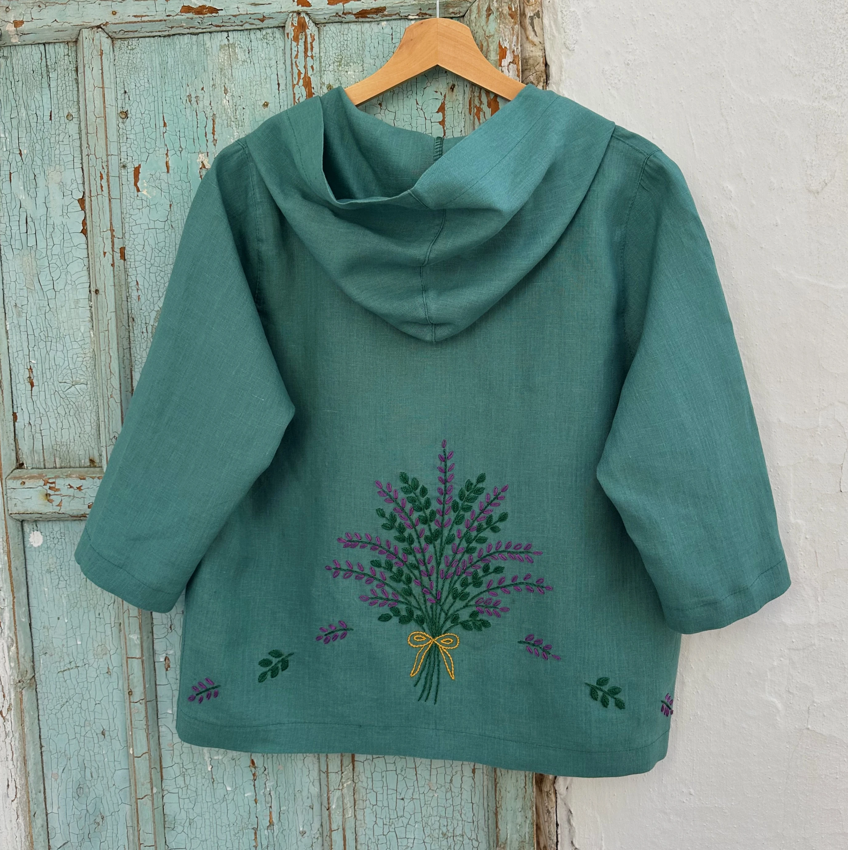 Lavantalar El Nakışlı İpek Keten Ceket (Standart Beden)