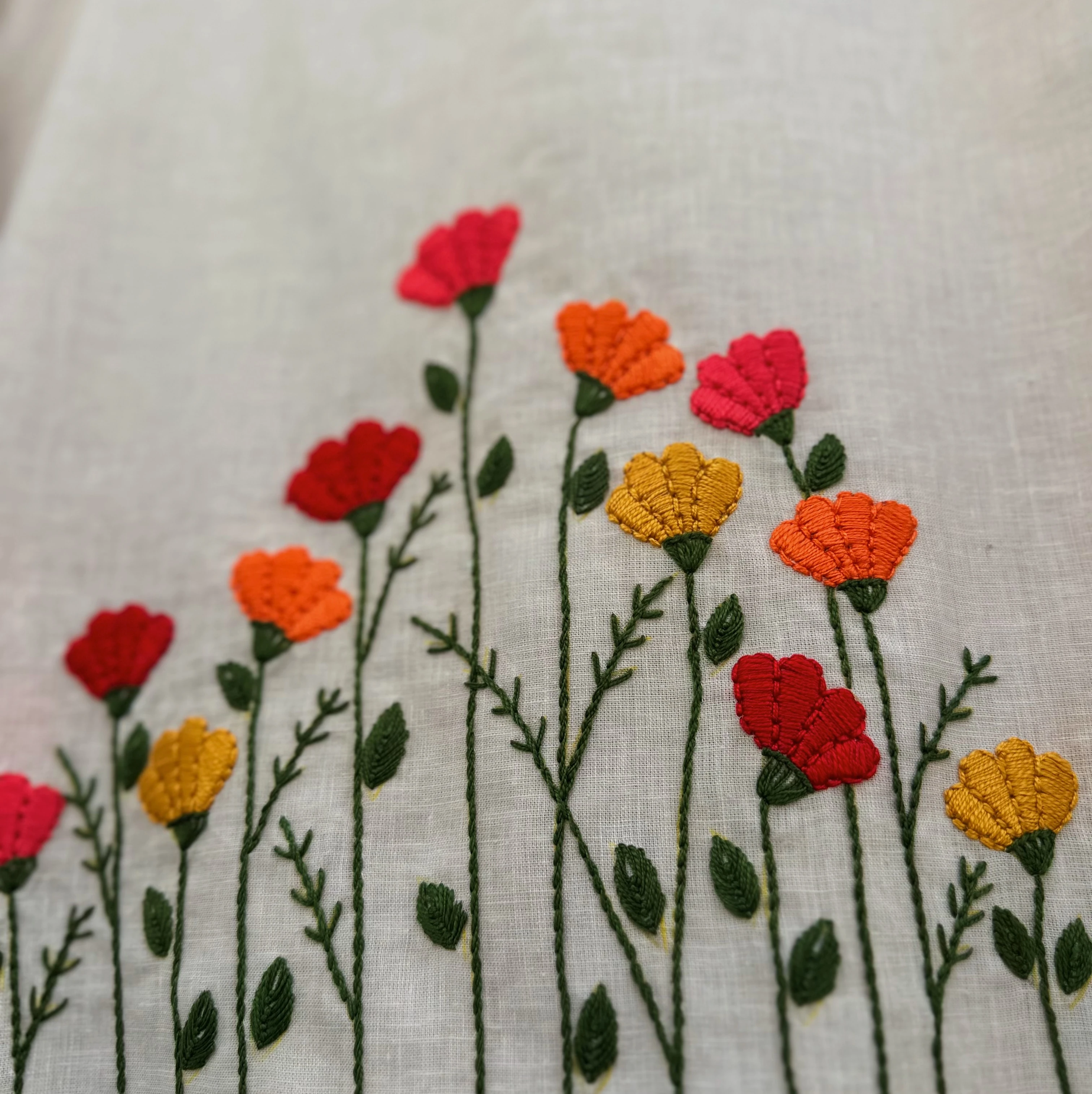 Bahar Çiçekleri El Nakışlı İpek Keten Ceket (Standart Beden)