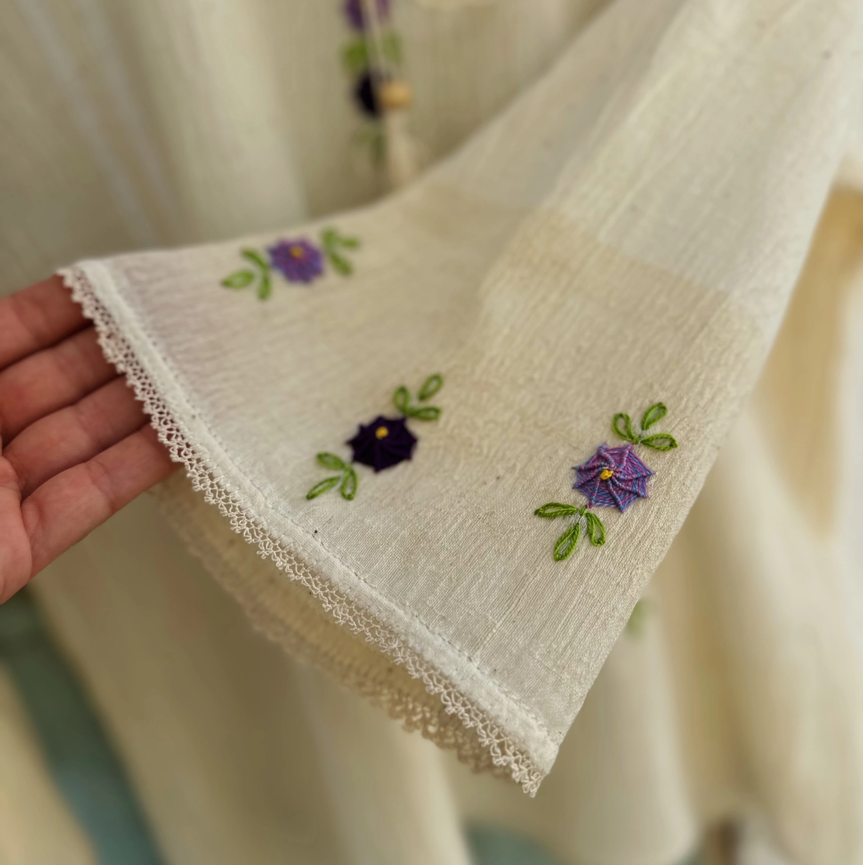 Mor Çiçekli Göynek (38-40 Beden)