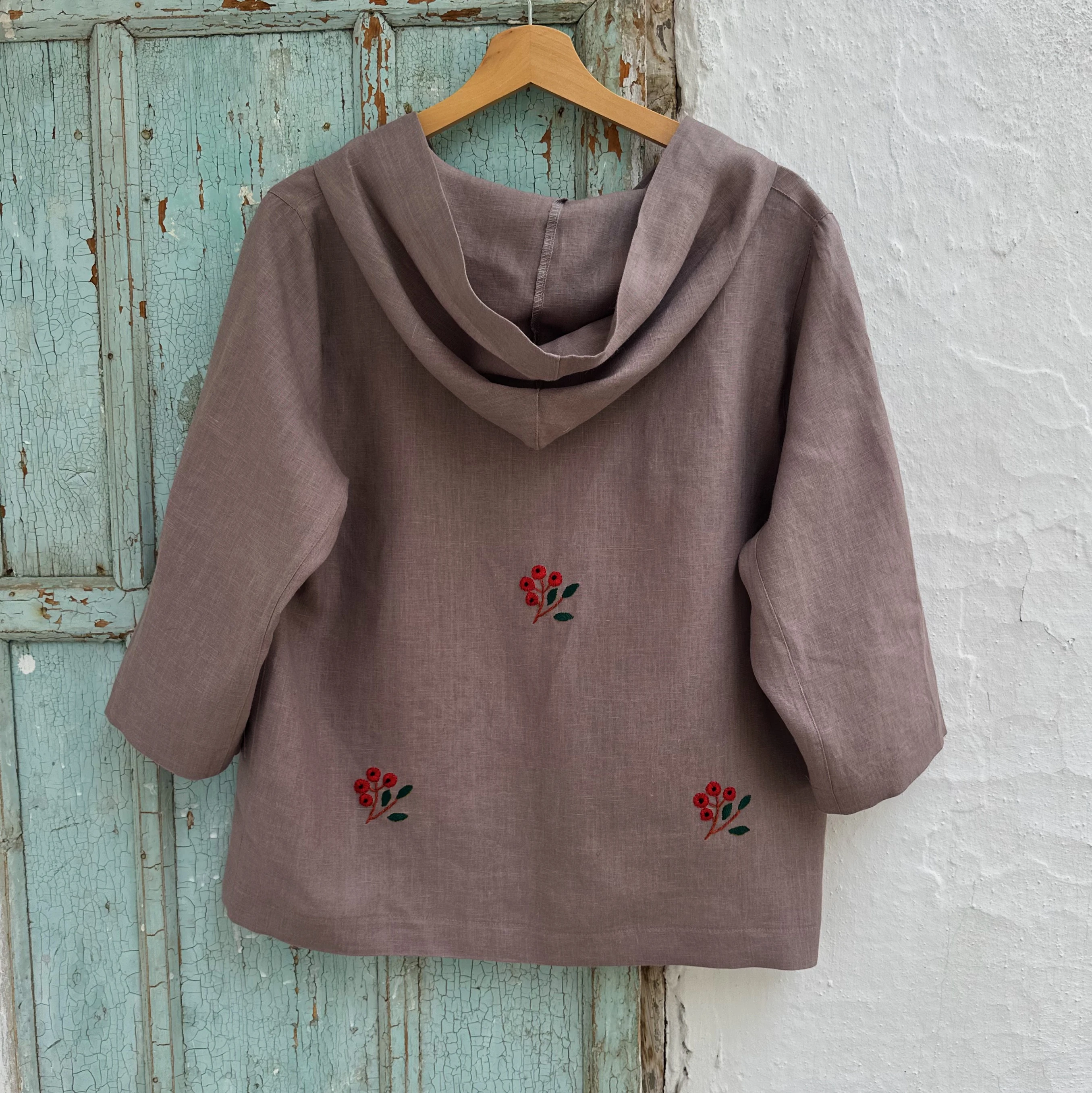 Kokina El Nakışlı İpek Keten Ceket (Standart Beden)