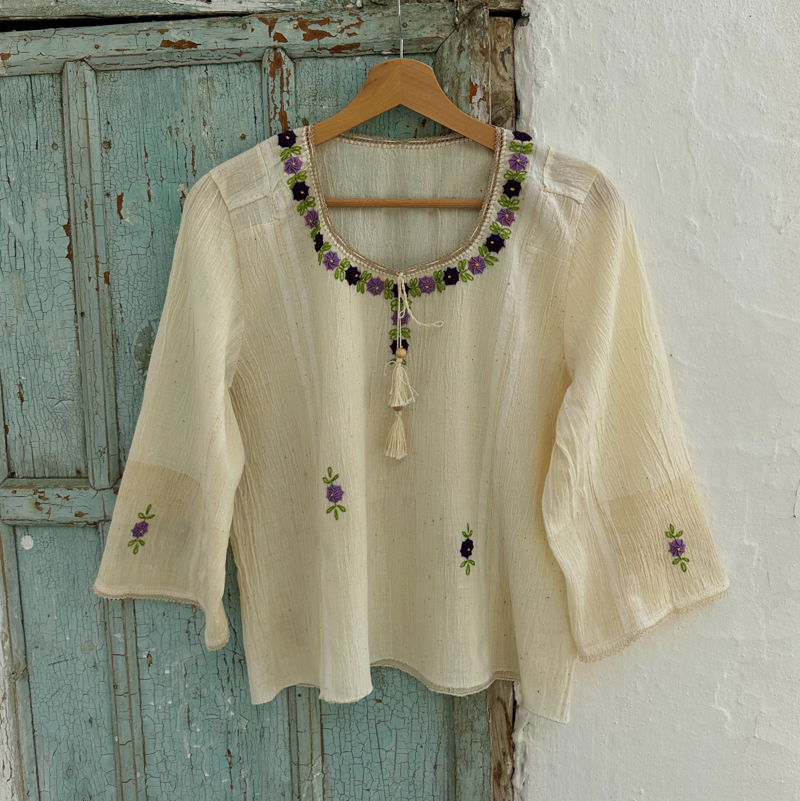 Mor Çiçekli Göynek (38-40 Beden)