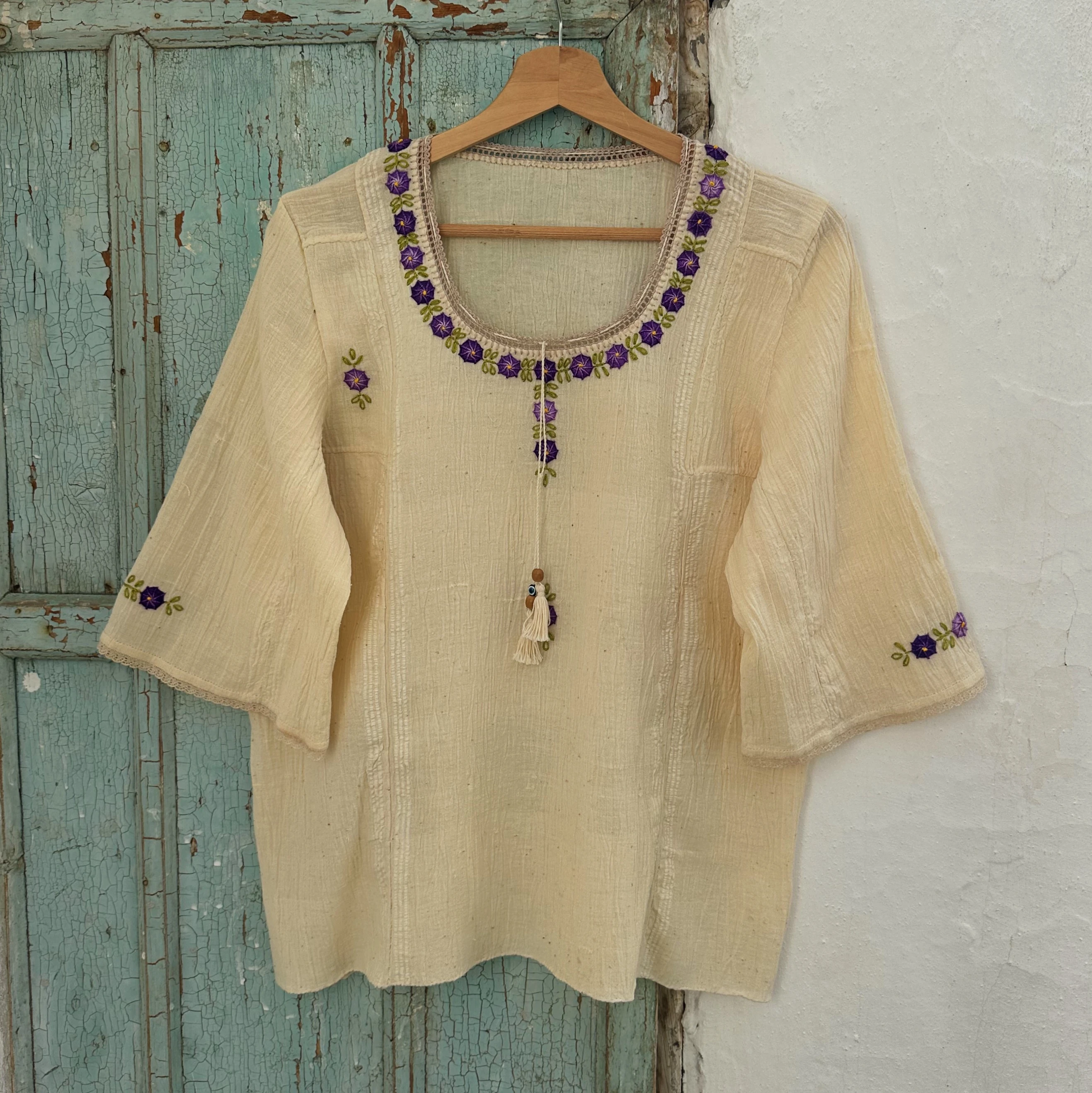 Mor Çiçekli Göynek (40-42 Beden)