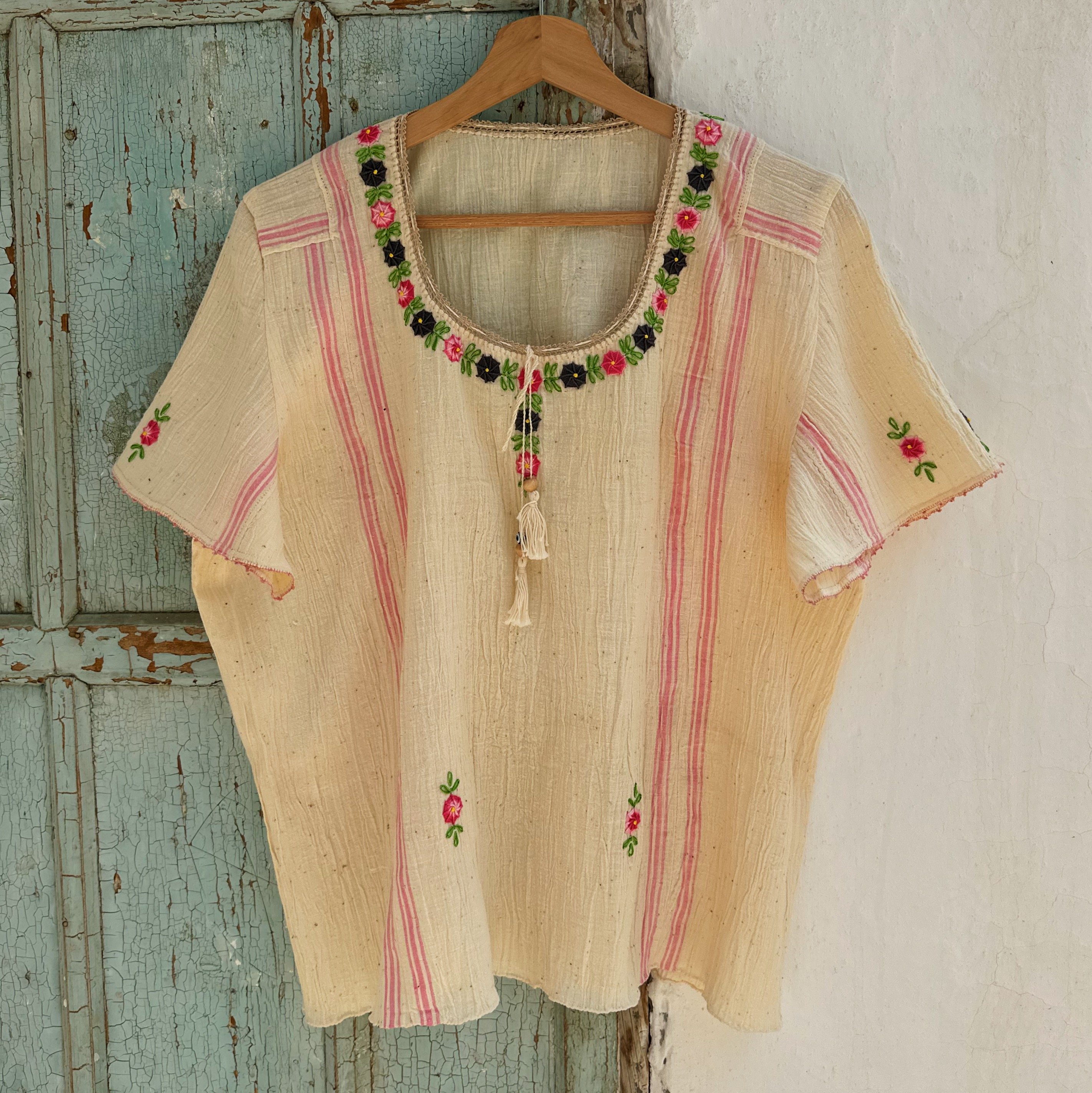 Pembe Füme Çiçekli Göynek (42-44 Beden)