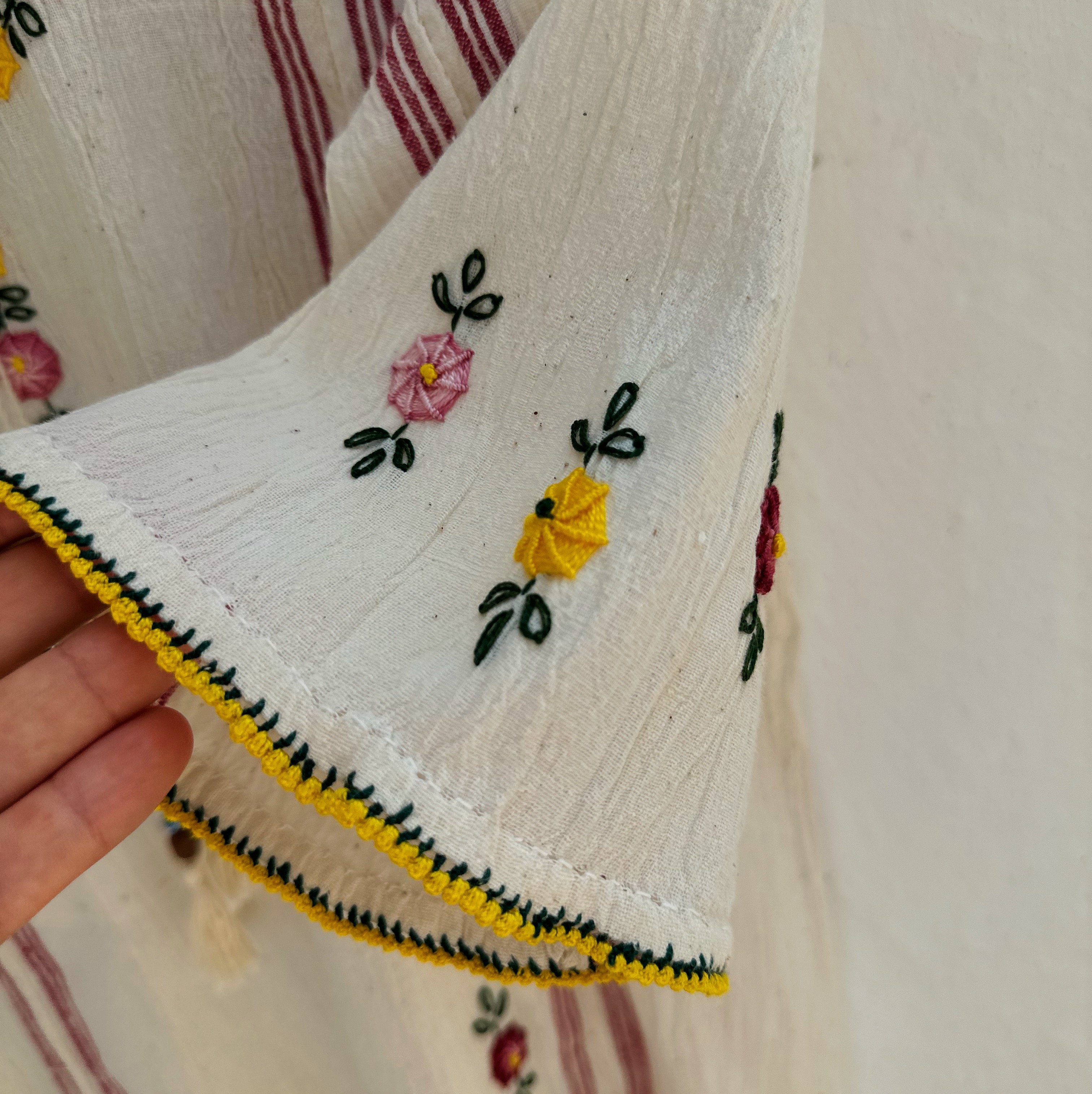Fuşya Sarı Çiçekli Göynek (36 Beden)