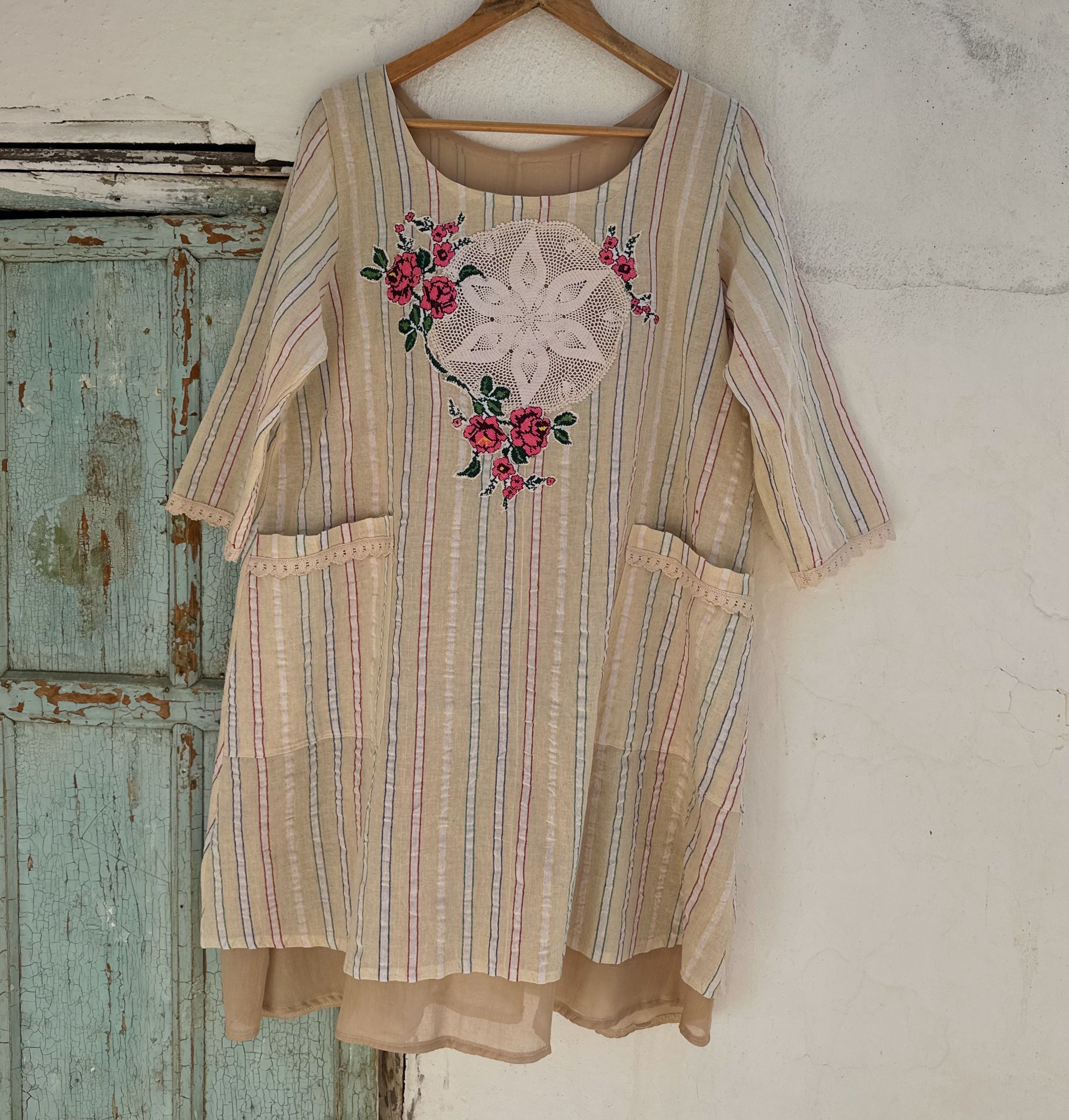 Pembe Güller Elbise (40 Beden)