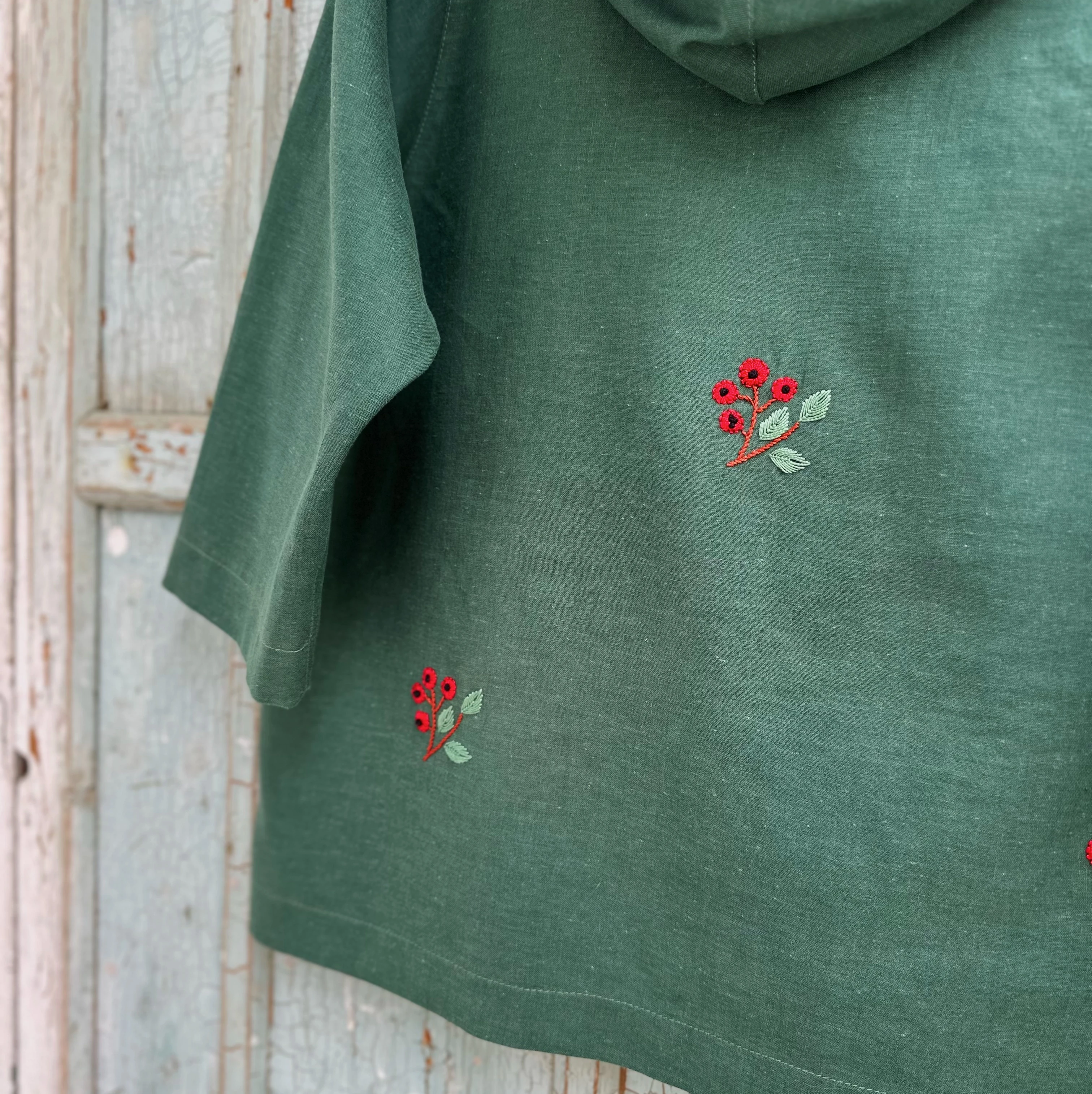 Atatürk Çiçeği El Nakışlı İpek Keten Ceket (Standart Beden)