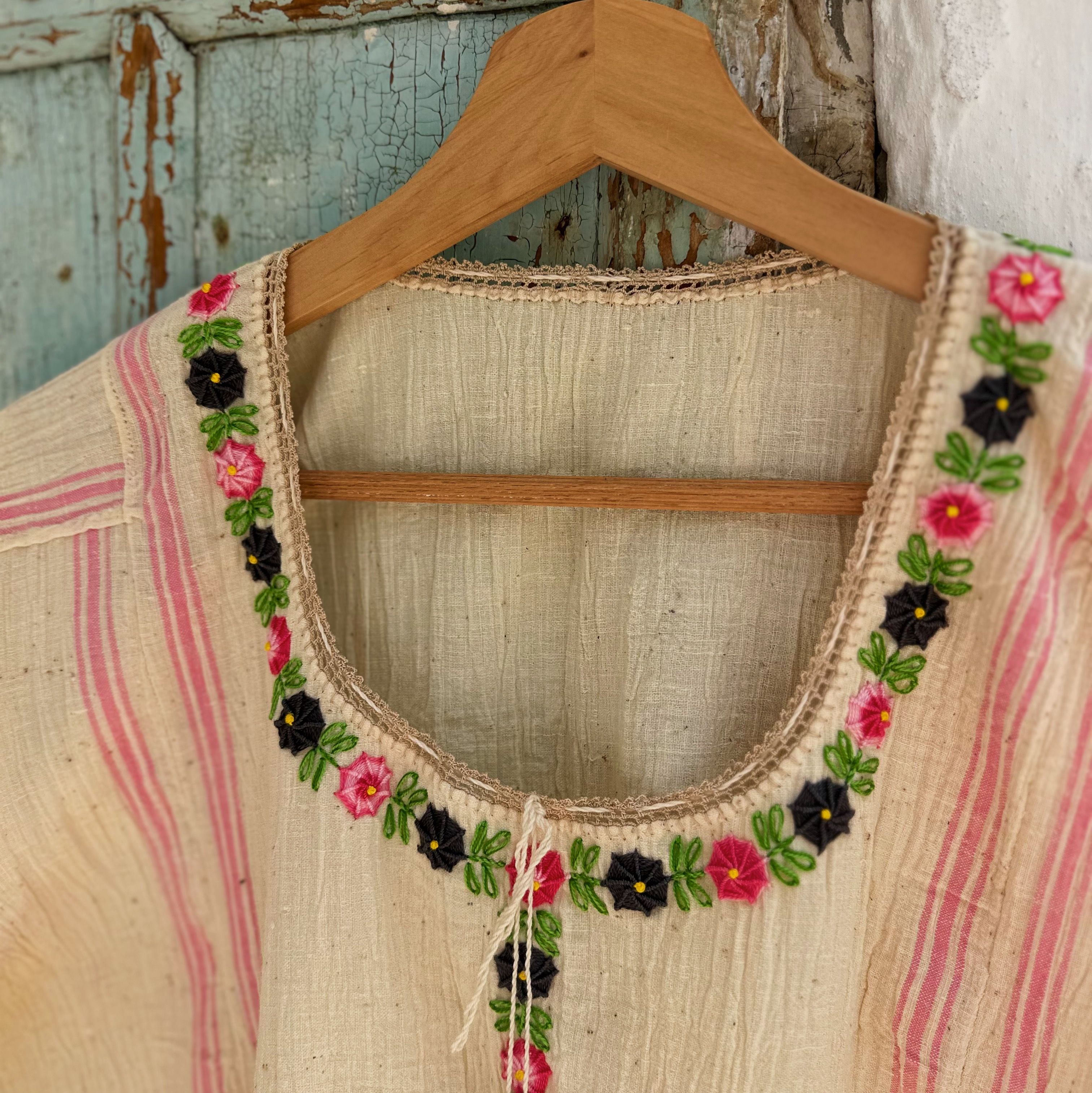 Pembe Füme Çiçekli Göynek (42-44 Beden)