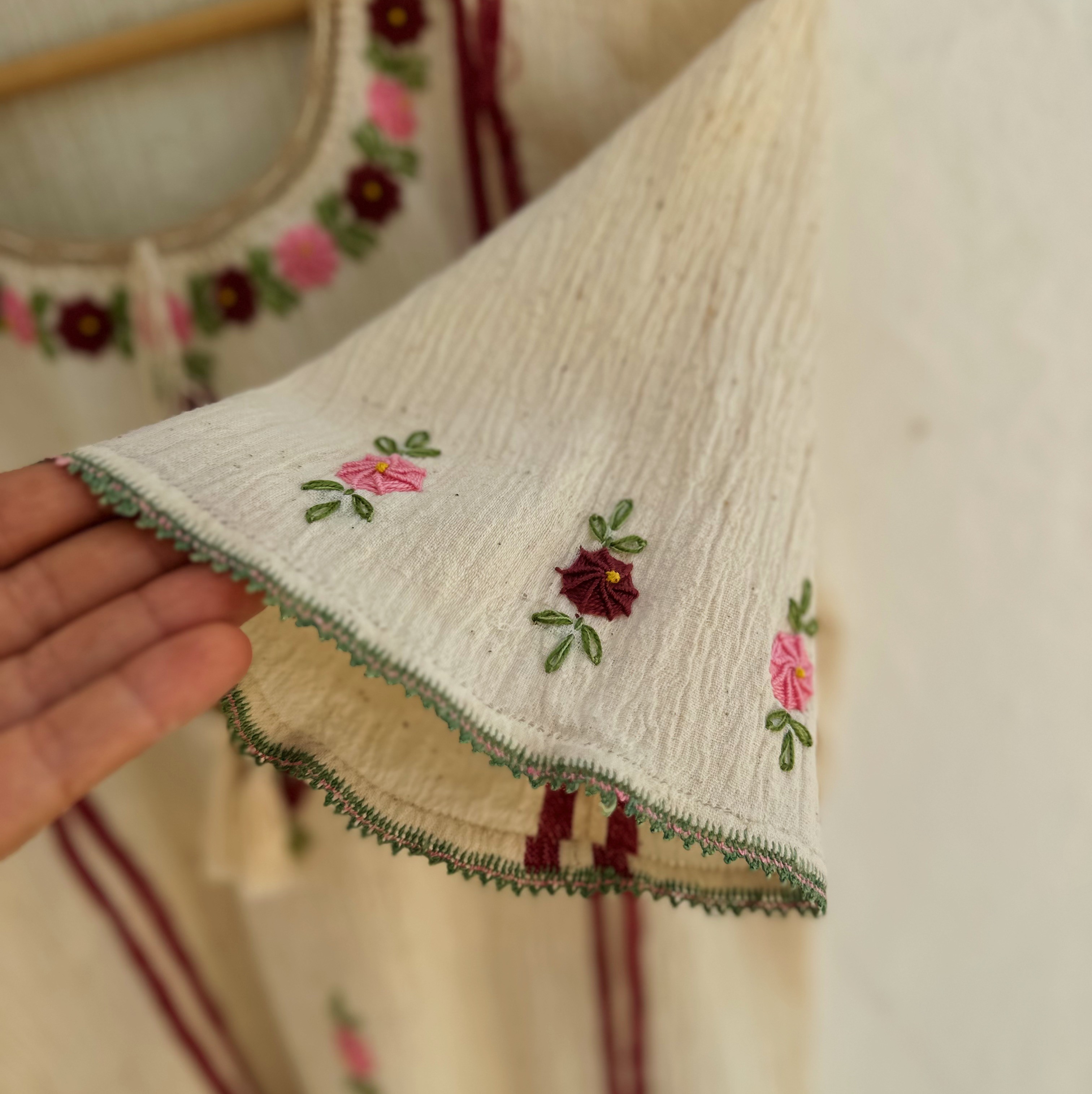 Gül Kurusu Çiçekli Göynek (36-38 Beden)