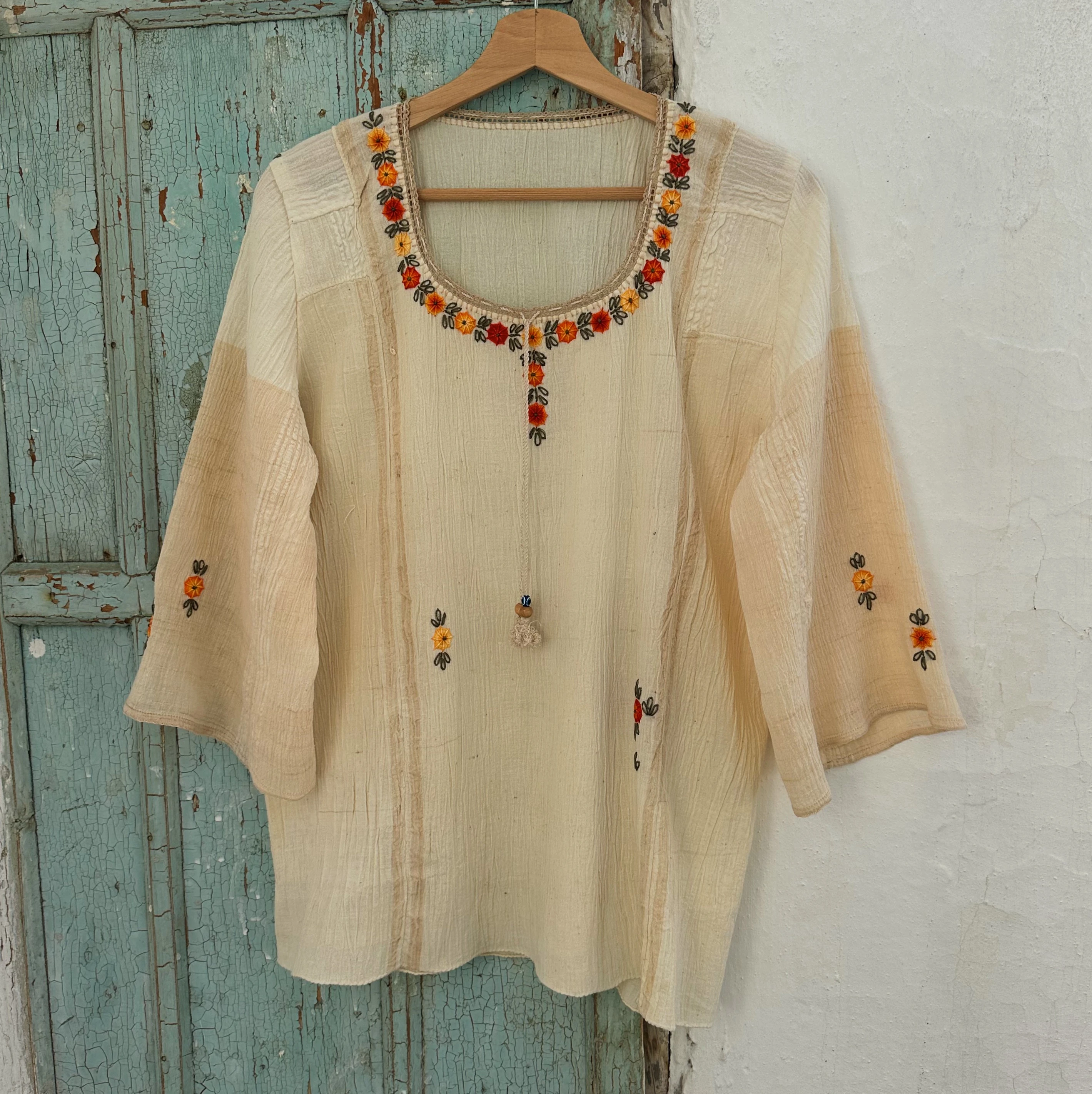 Turuncu Çiçekli Göynek (42 Beden)